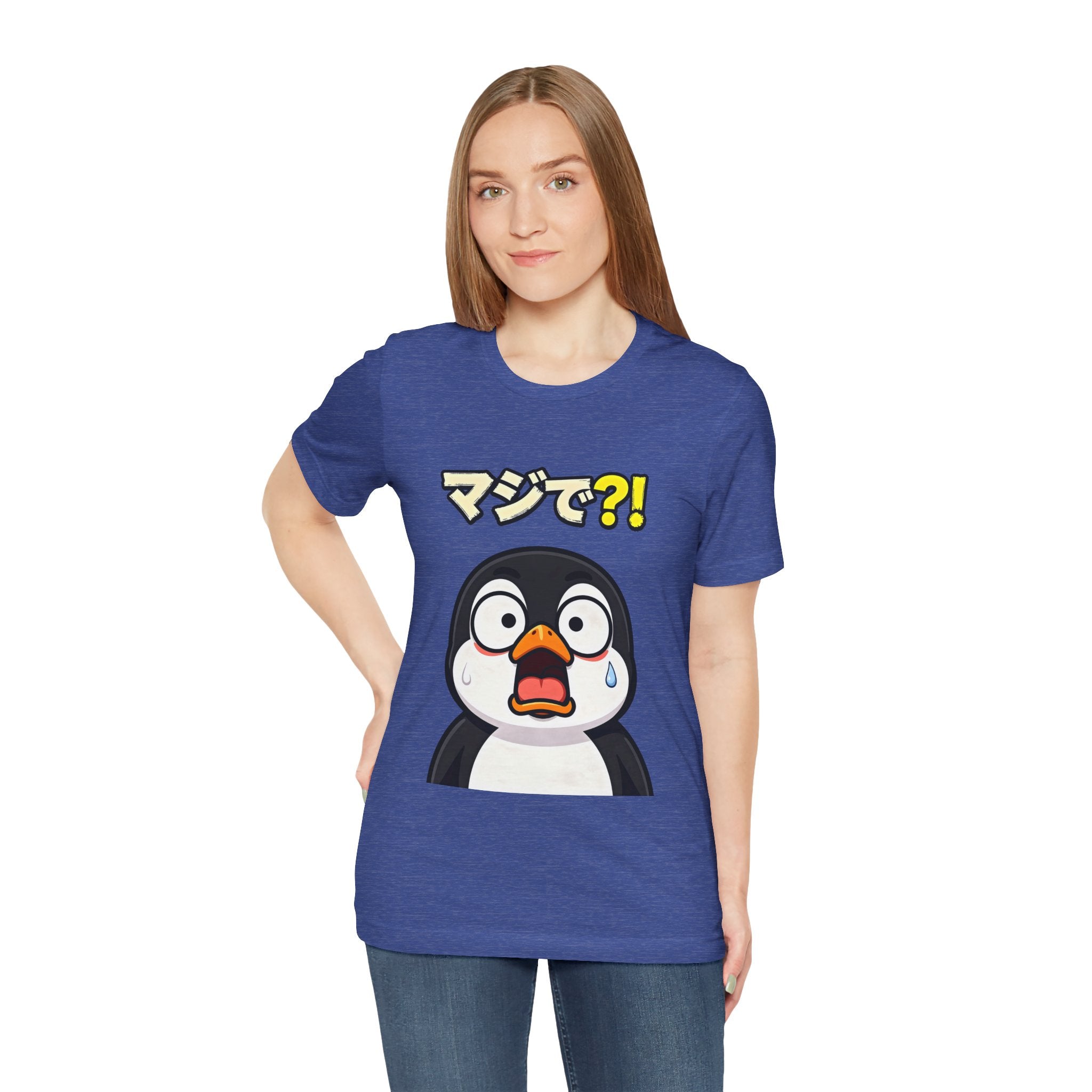 Shocked Penguin Tee — Japanese “マジで?!” Cute Anime-Style Graphic T-Shirt