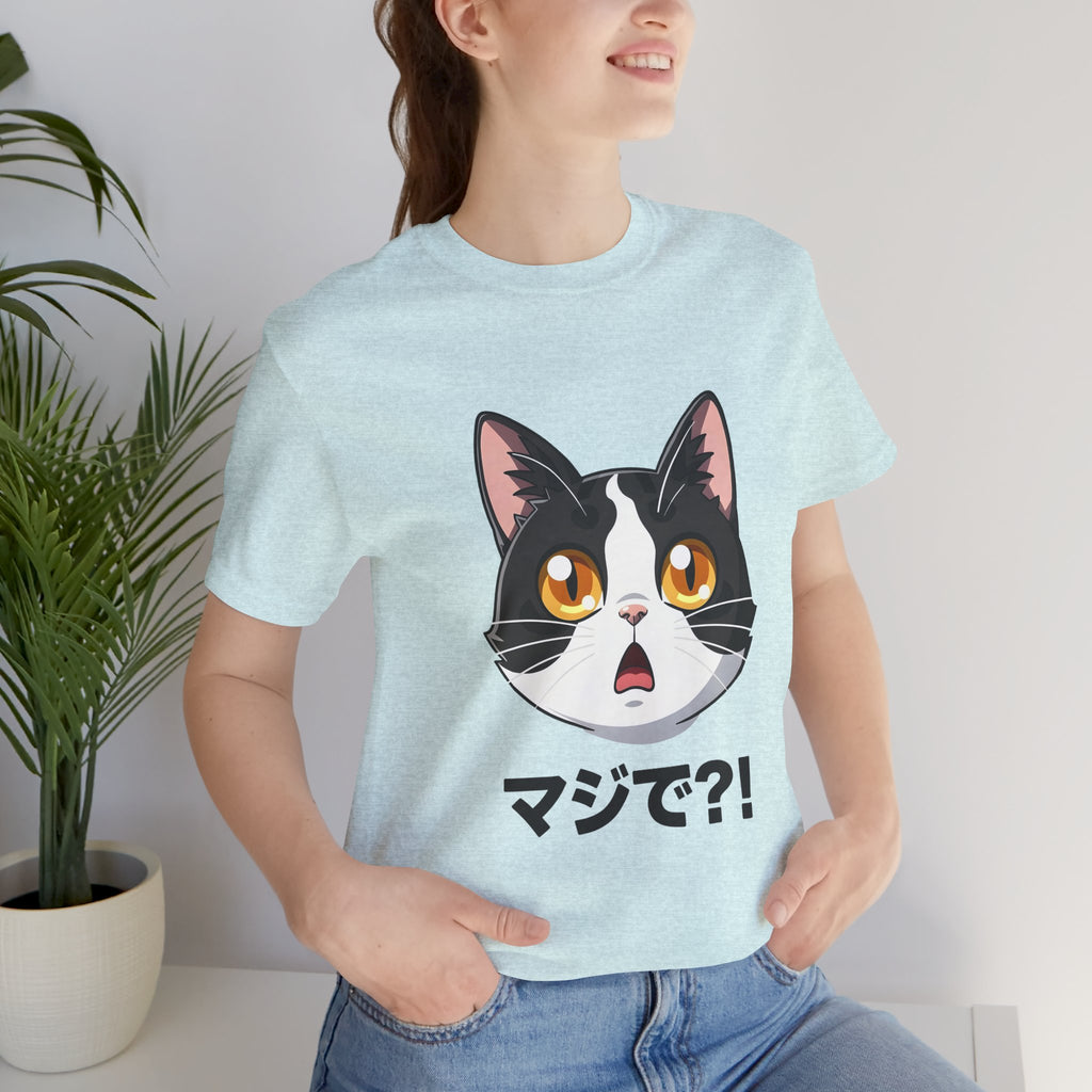 Cat Shock Face Graphic Tee — マジで?! Cute Anime Cat T-Shirt