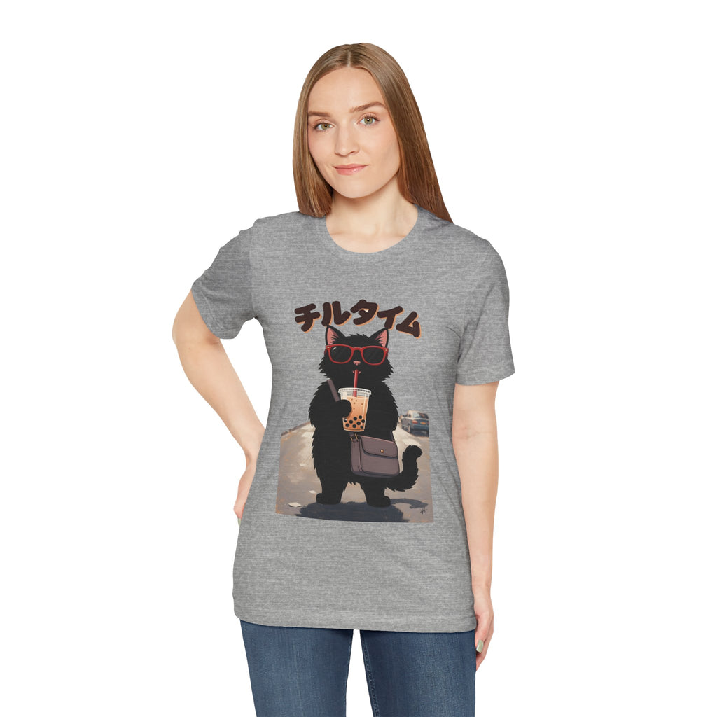 Boba Cat Tee — Cute Cat Drinking Bubble Tea Graphic T-Shirt