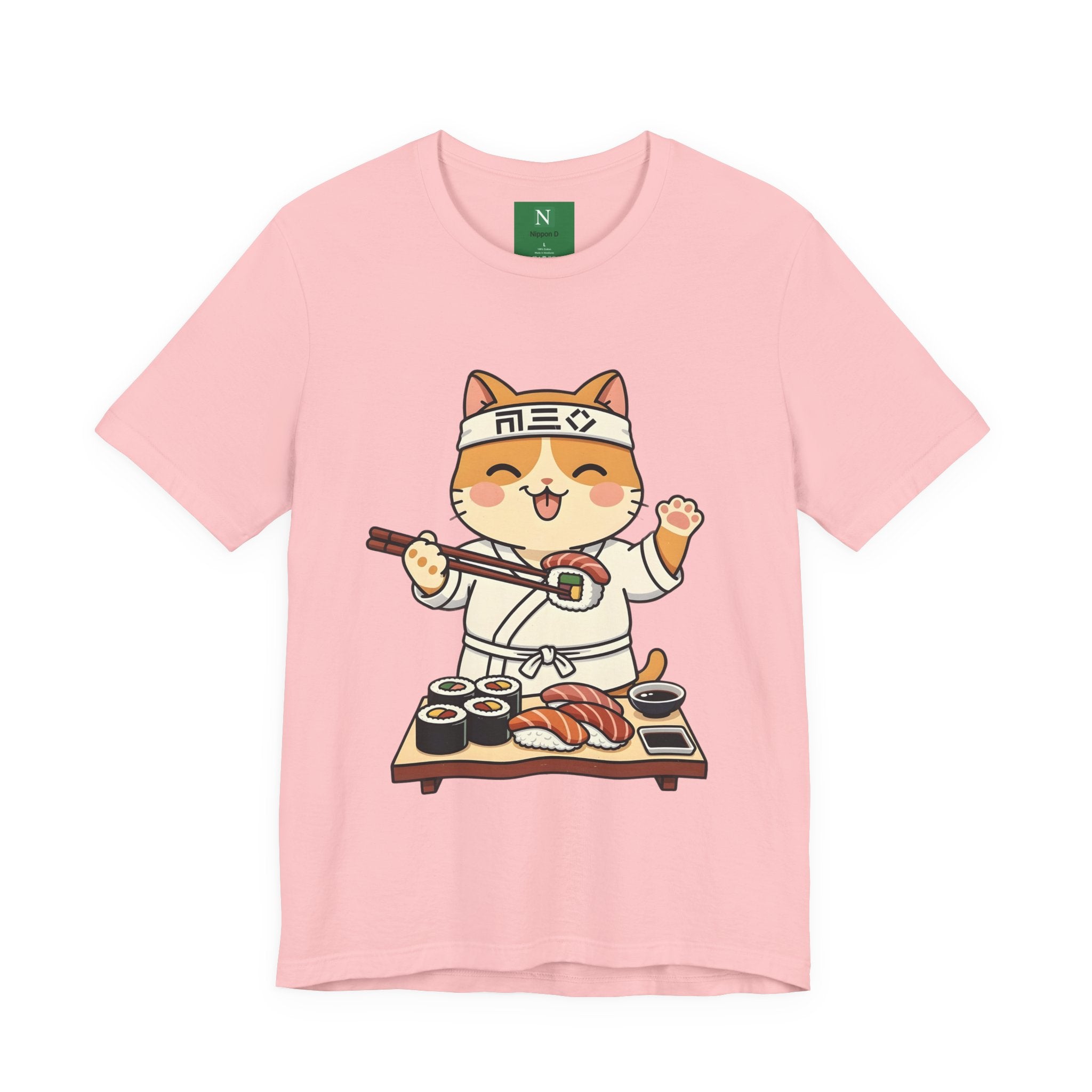 Sushi Chef Cat T‑Shirt — Cute Kawaii Cat Making Sushi Graphic Tee