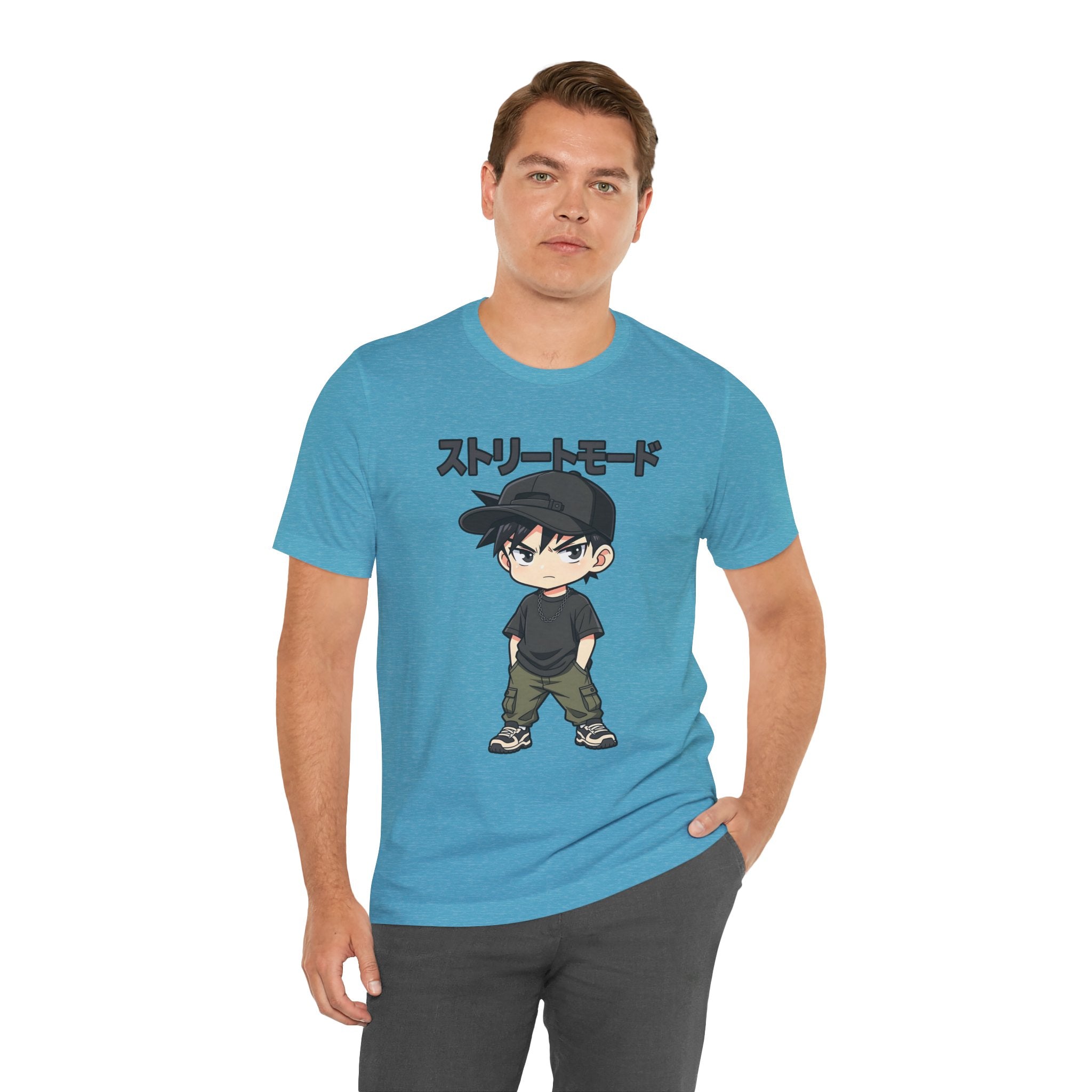 Street Mode Anime Boy T-Shirt — Japanese Text Graphic Tee
