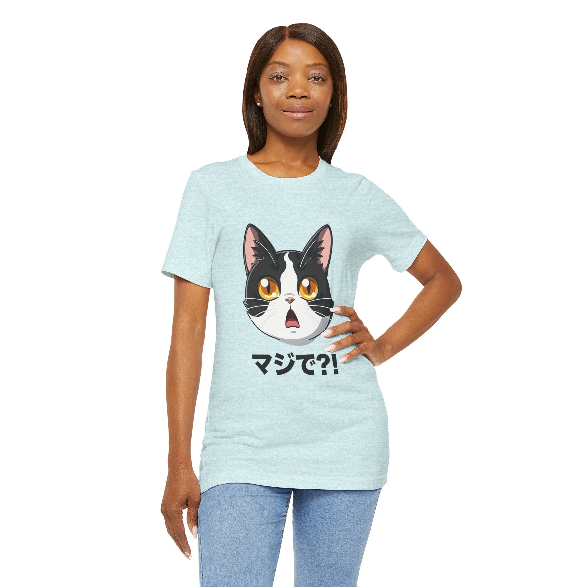 Cat Shock Face Graphic Tee — マジで?! Cute Anime Cat T-Shirt