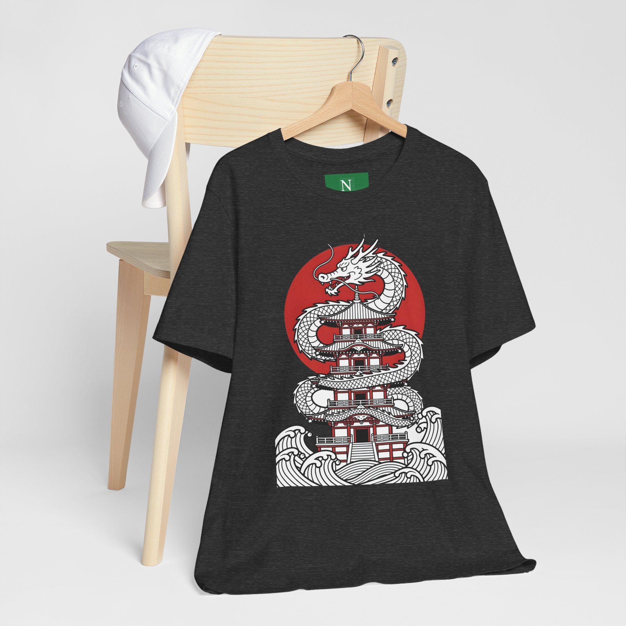 Dragon Pagoda T‑Shirt — Japanese Red Sun Temple Graphic Tee