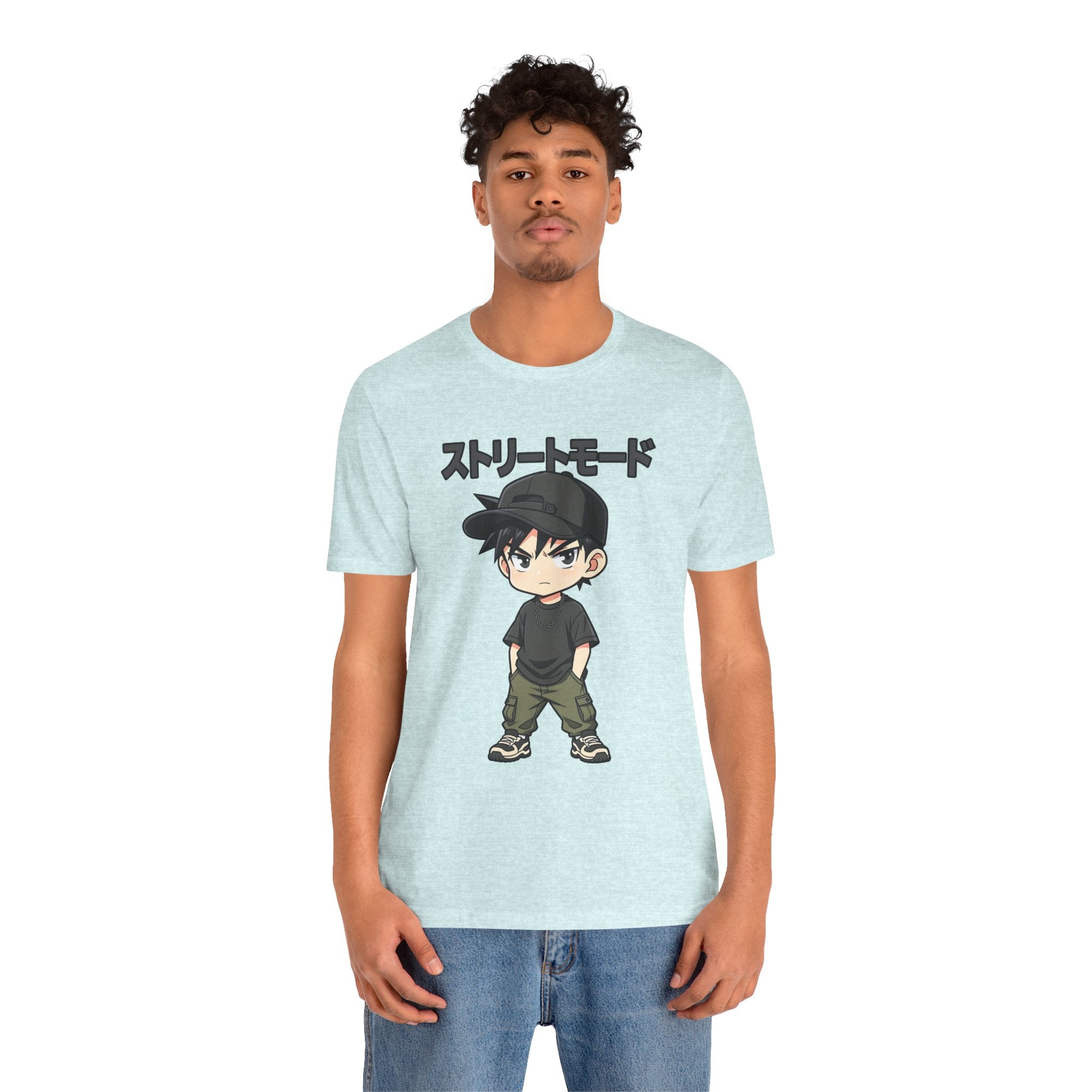 Street Mode Anime Boy T-Shirt — Japanese Text Graphic Tee
