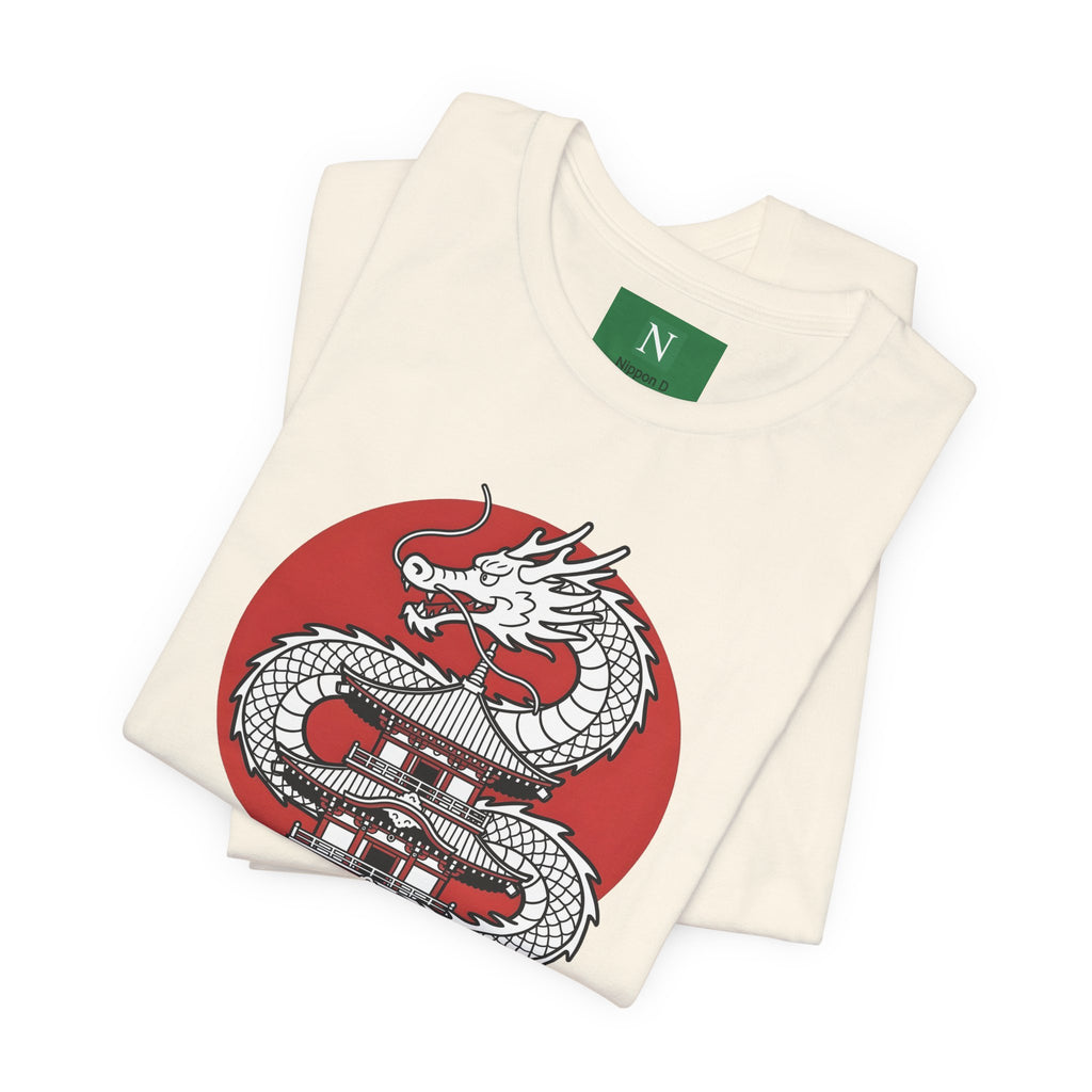 Dragon Pagoda T‑Shirt — Japanese Red Sun Temple Graphic Tee