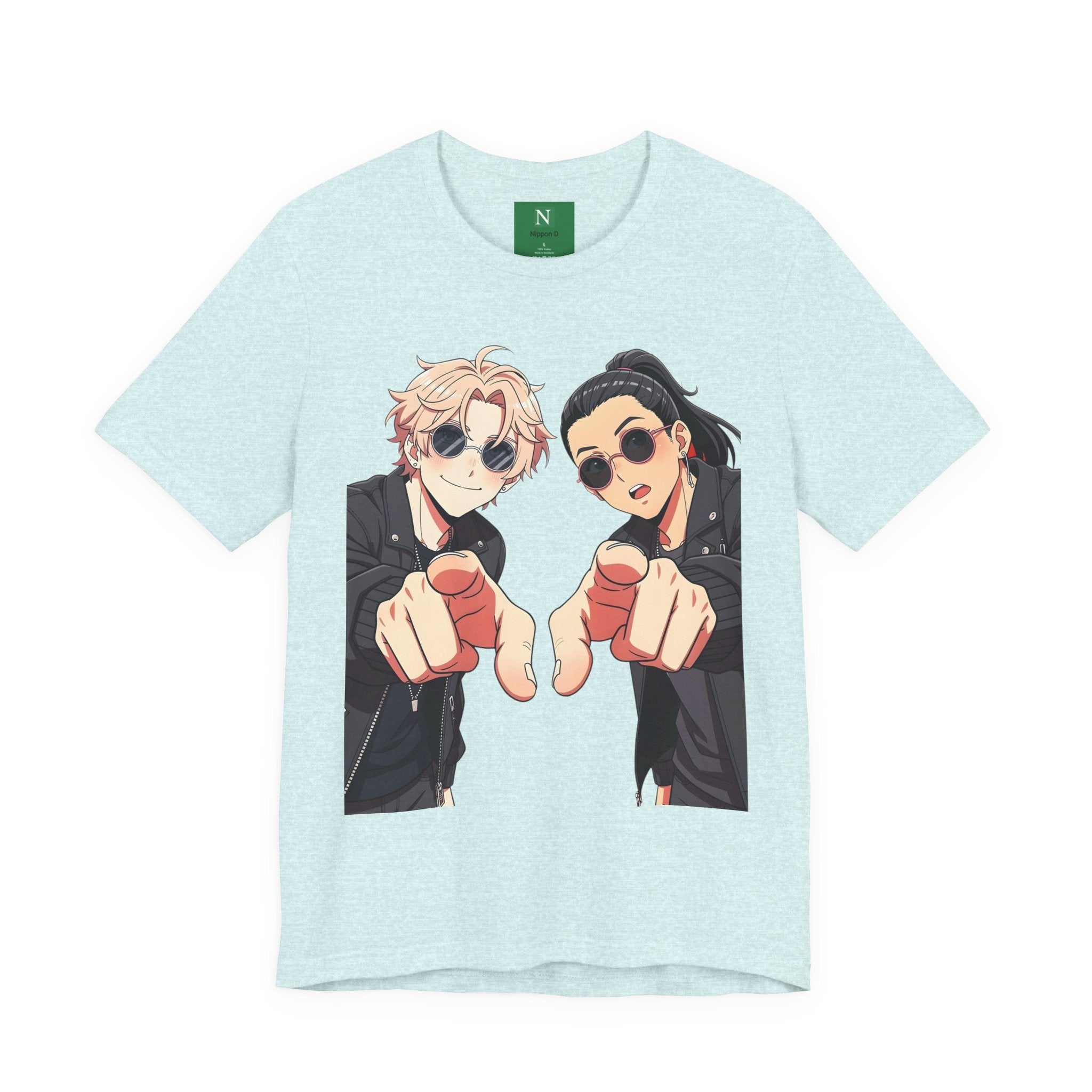 Anime Besties Pointing Tee — Cool Duo Illustration T‑Shirt