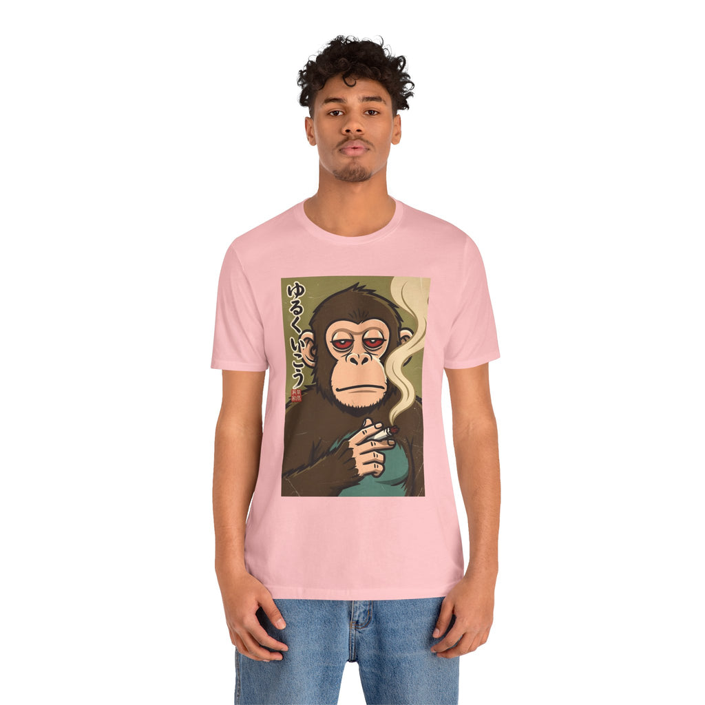 Smoking Monkey Graphic Tee — Japanese Retro Ape Illustration T-Shirt