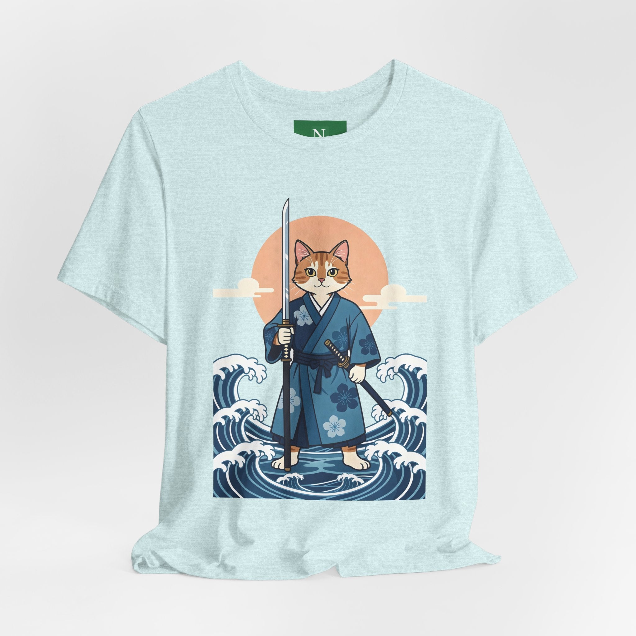 Samurai Cat T-Shirt — Japanese Wave Illustration Tee
