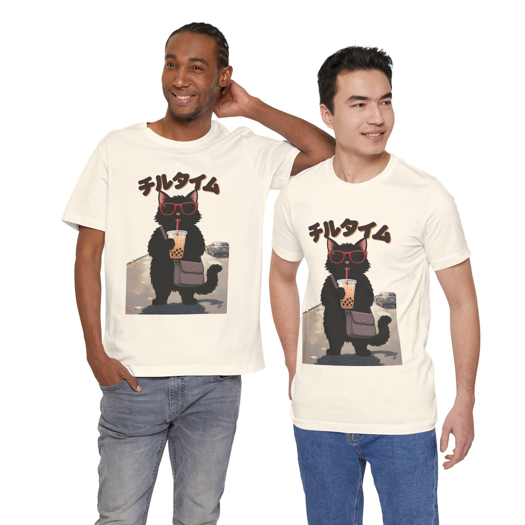 Boba Cat Tee — Cute Cat Drinking Bubble Tea Graphic T-Shirt