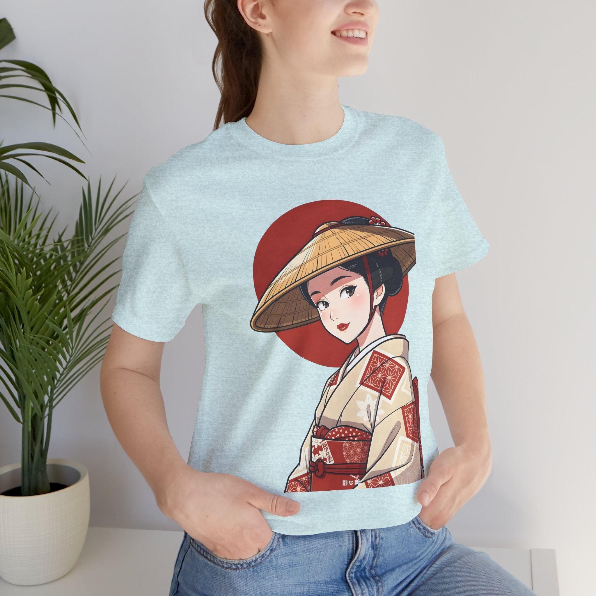 Geisha Illustration Tee — Vintage Kimono Anime T‑Shirt