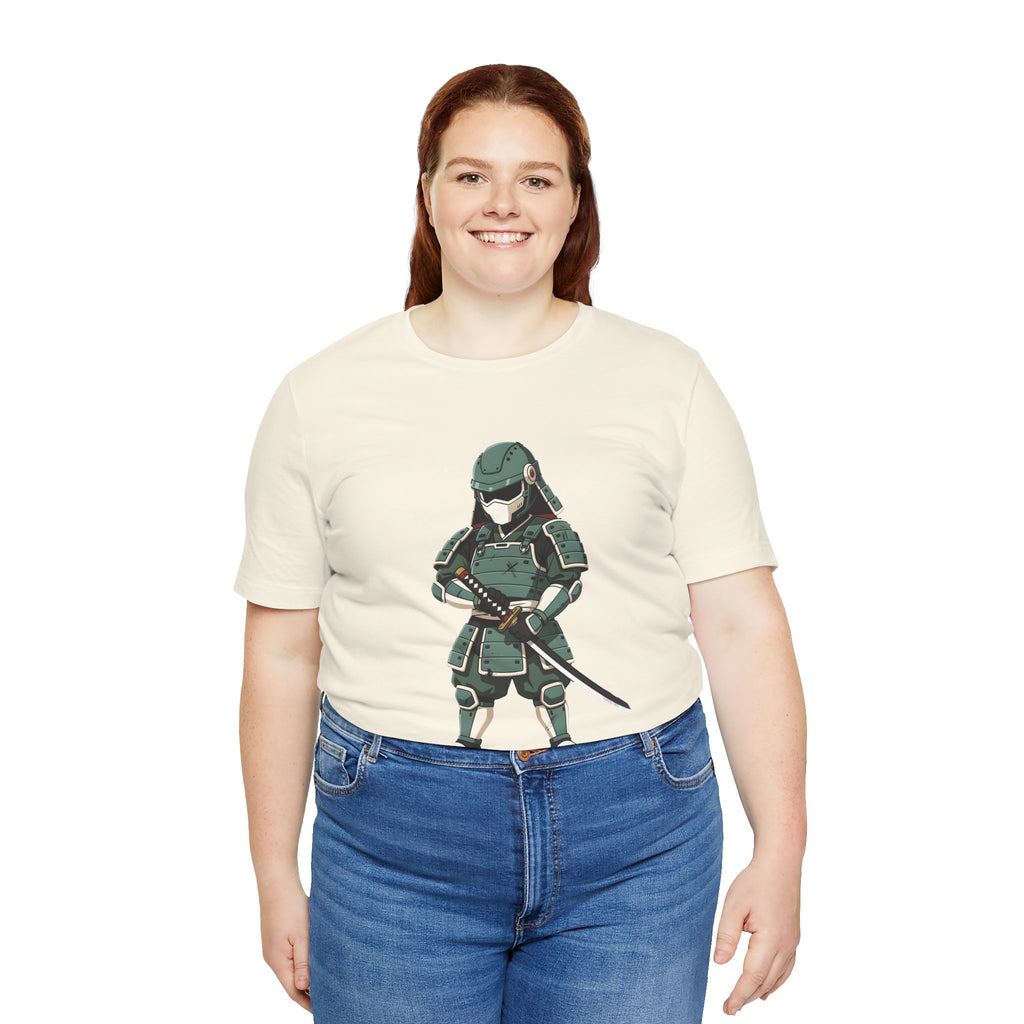 Samurai Cat T-Shirt – Cute Armored Kitty with Katana Graphic