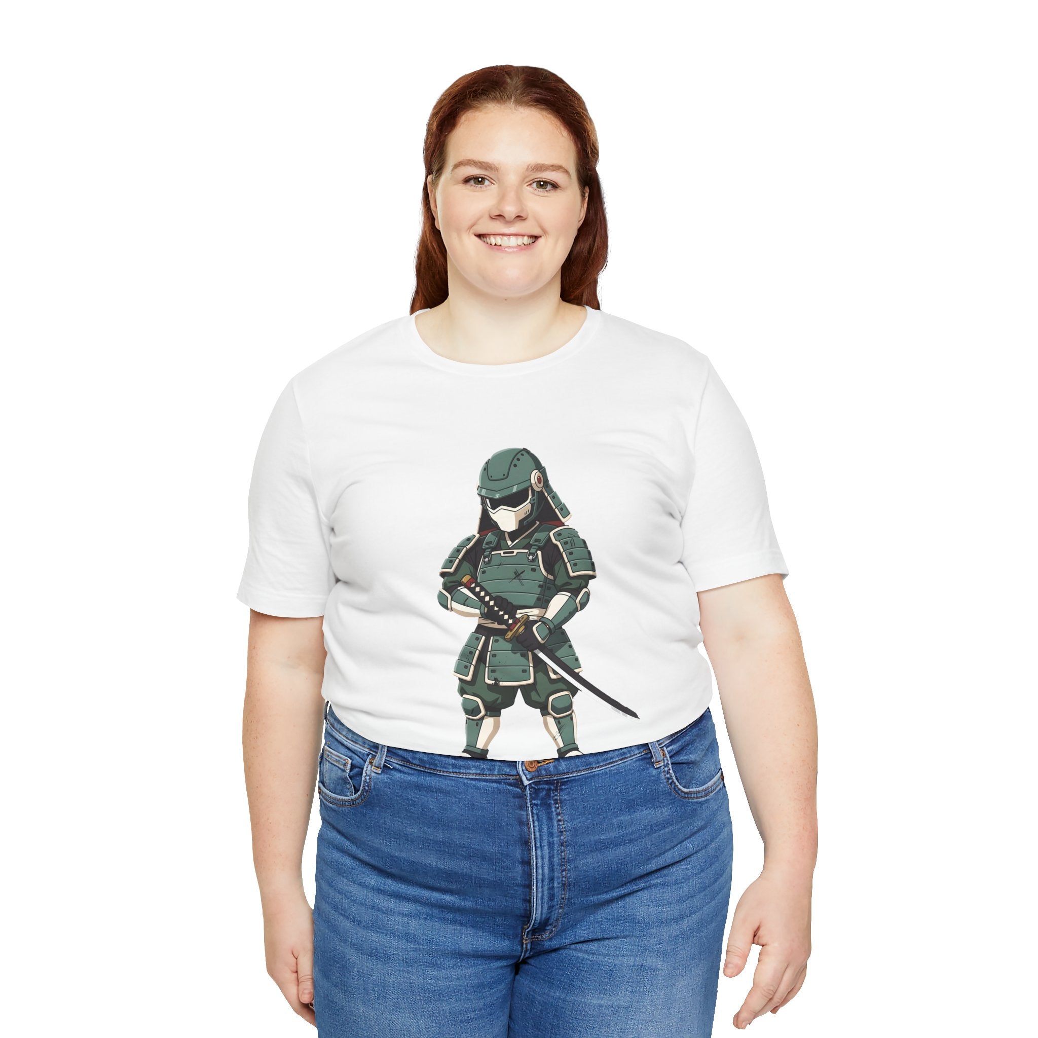 Samurai Cat T-Shirt – Cute Armored Kitty with Katana Graphic