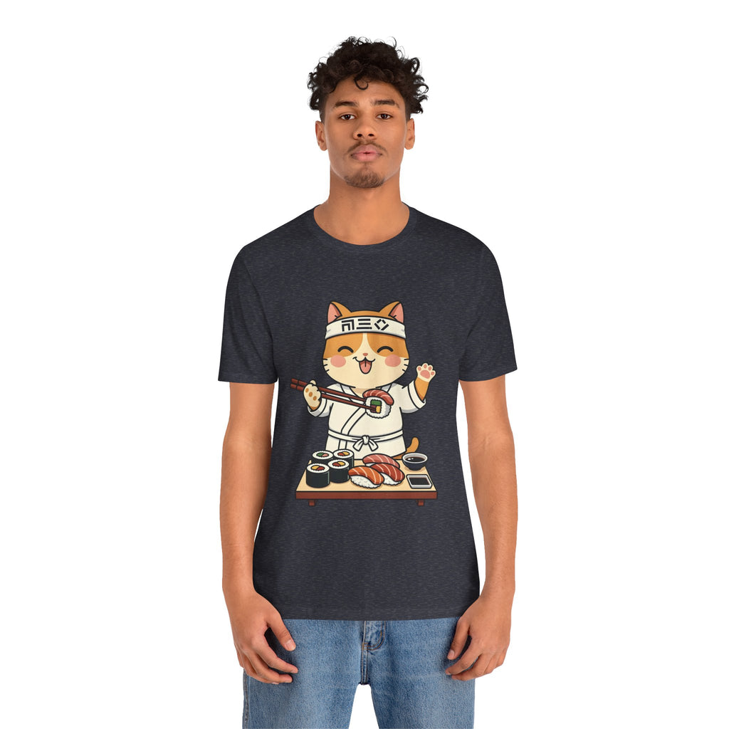 Sushi Chef Cat T‑Shirt — Cute Kawaii Cat Making Sushi Graphic Tee