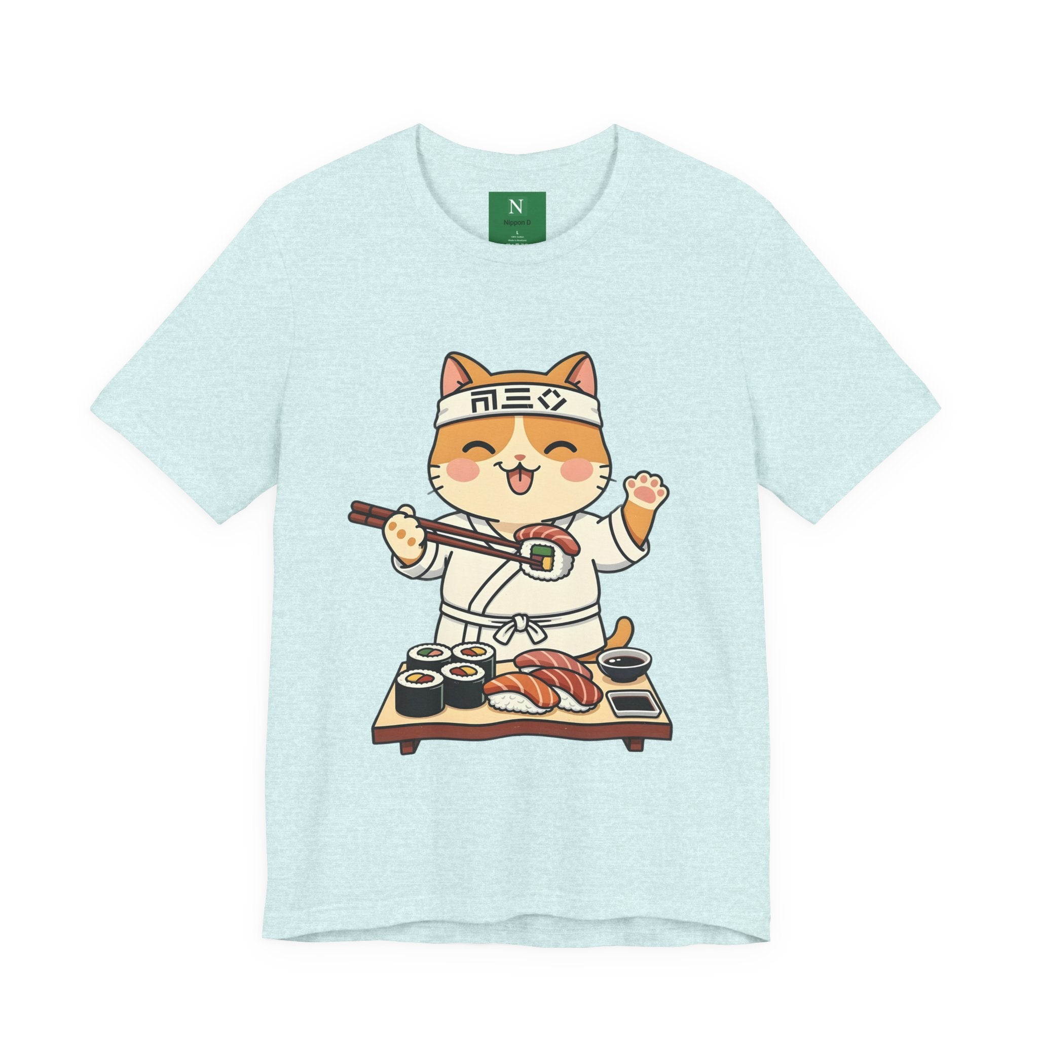 Sushi Chef Cat T‑Shirt — Cute Kawaii Cat Making Sushi Graphic Tee