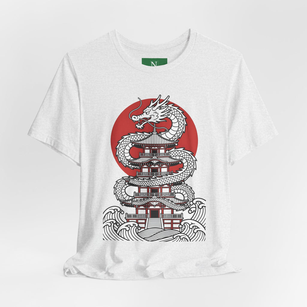Dragon Pagoda T‑Shirt — Japanese Red Sun Temple Graphic Tee