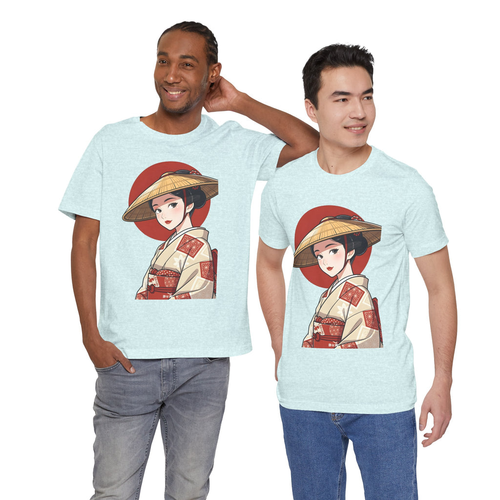 Geisha Illustration Tee — Vintage Kimono Anime T‑Shirt