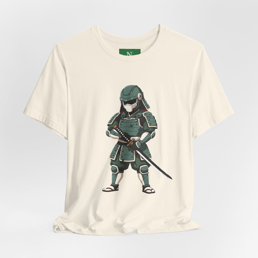 Samurai Cat T-Shirt – Cute Armored Kitty with Katana Graphic