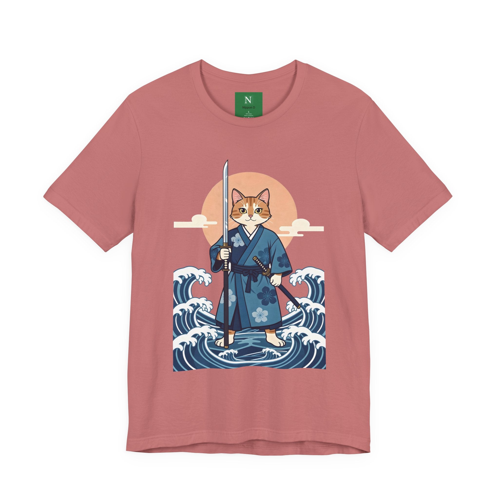 Samurai Cat T-Shirt — Japanese Wave Illustration Tee