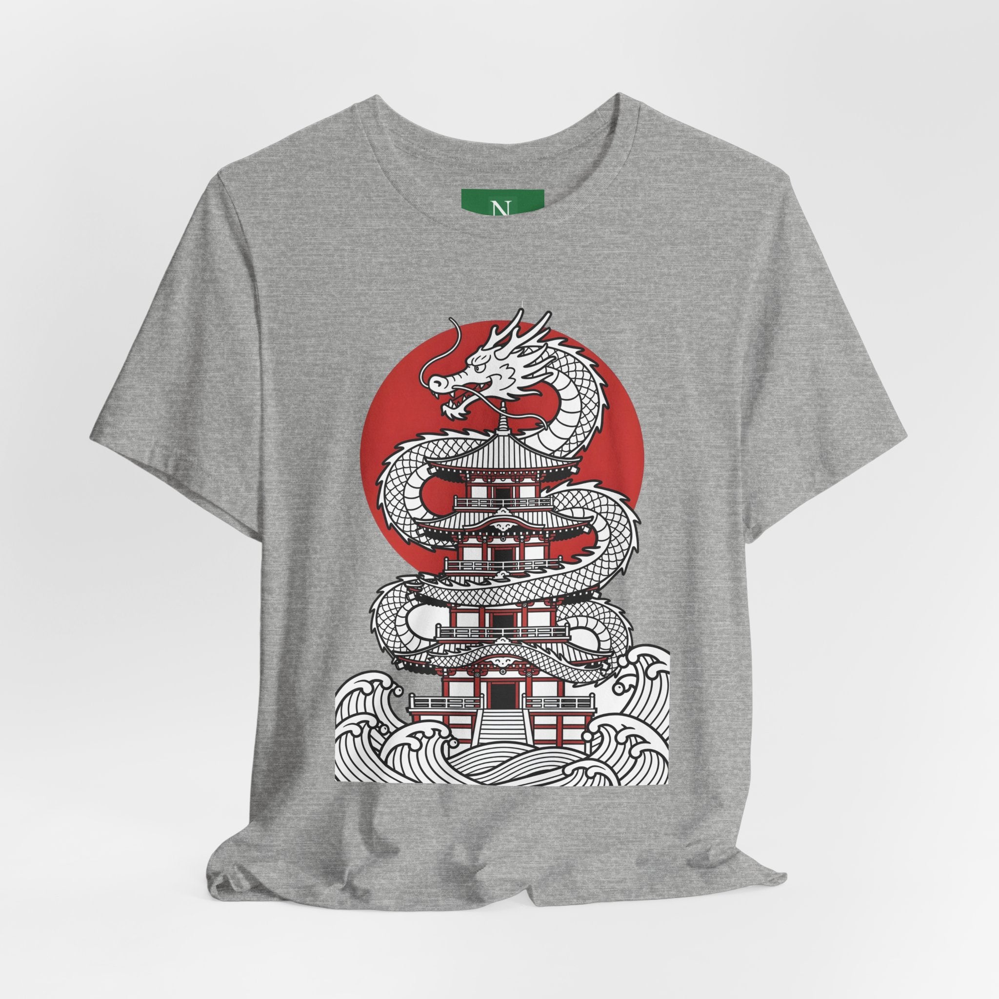 Dragon Pagoda T‑Shirt — Japanese Red Sun Temple Graphic Tee