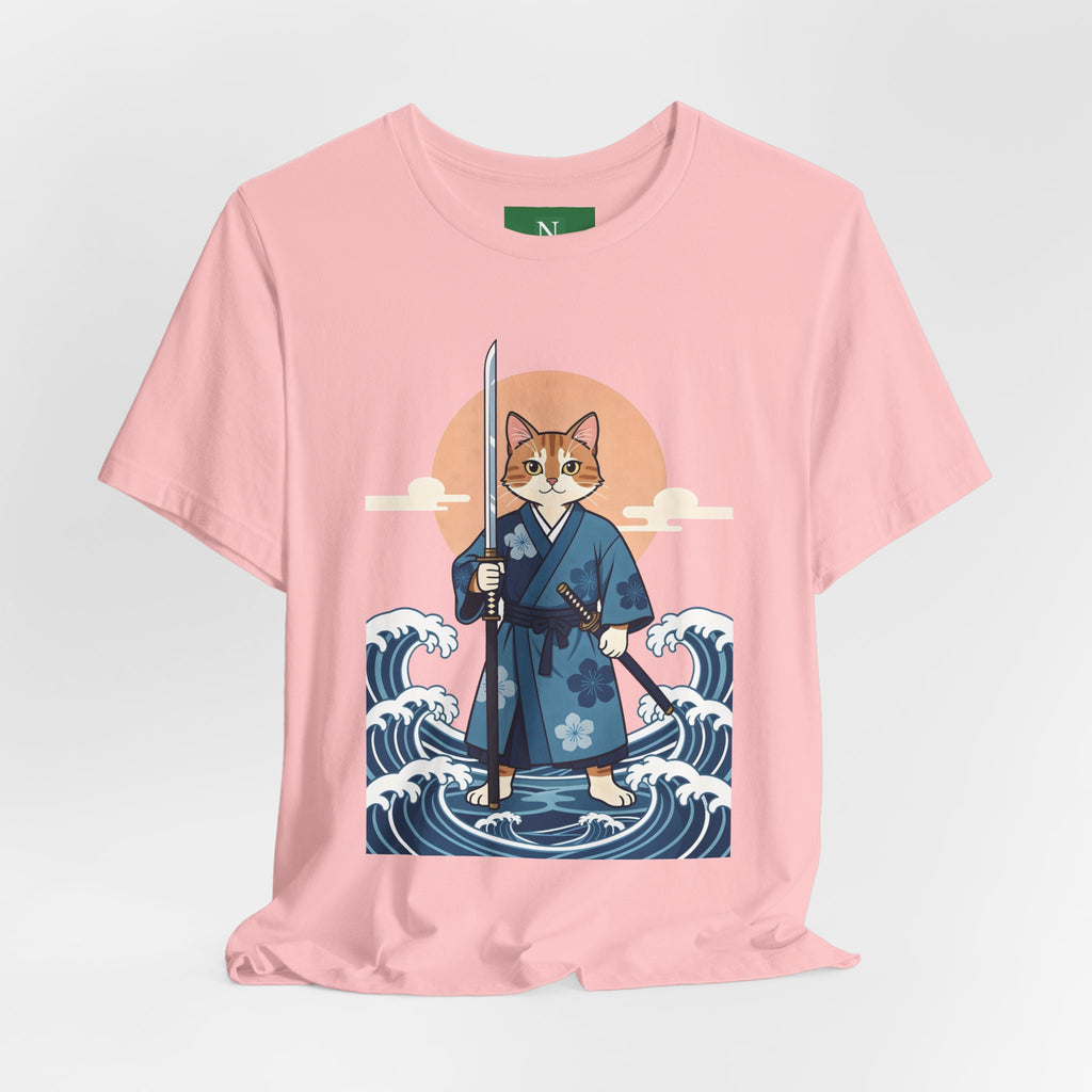 Samurai Cat T-Shirt — Japanese Wave Illustration Tee