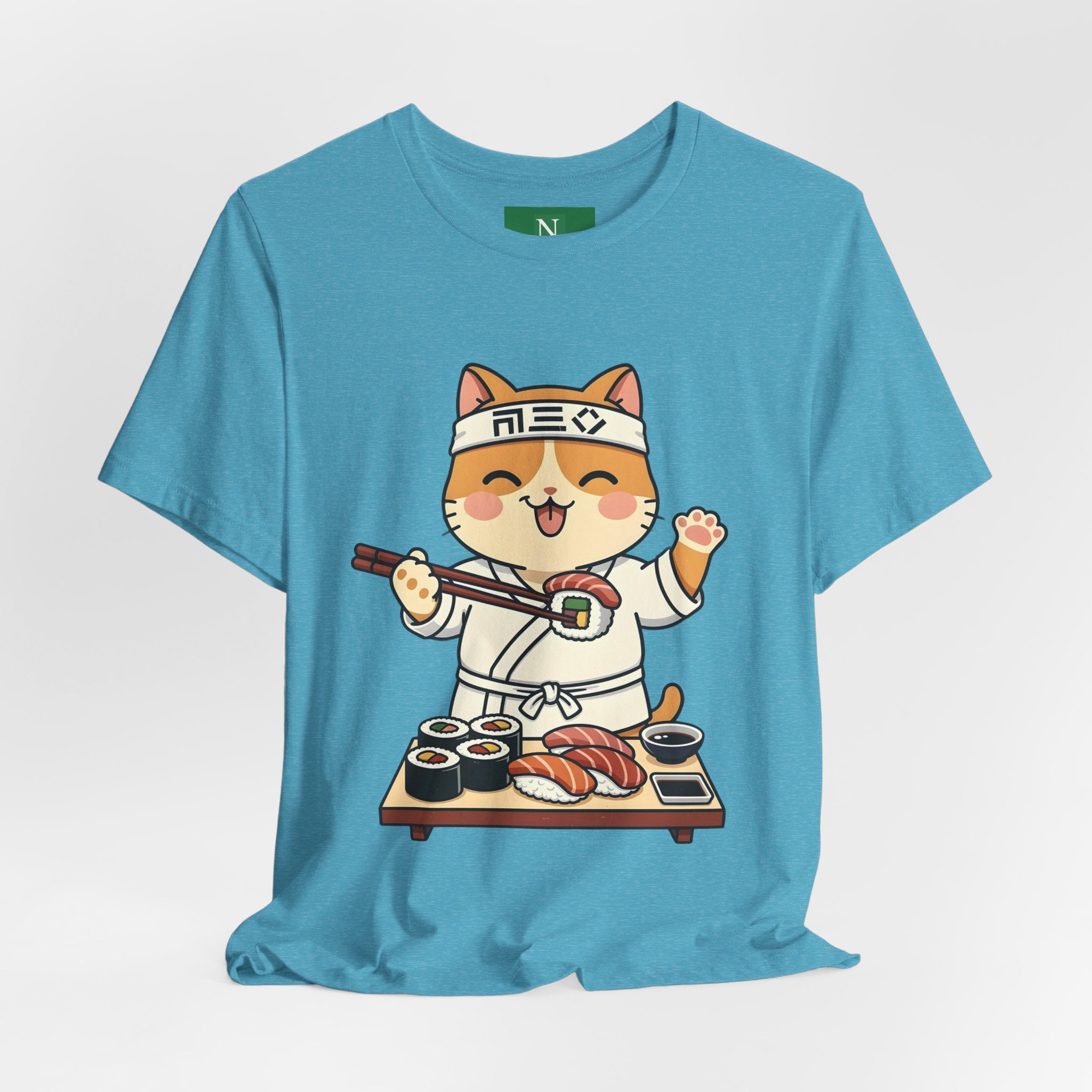 Sushi Chef Cat T‑Shirt — Cute Kawaii Cat Making Sushi Graphic Tee