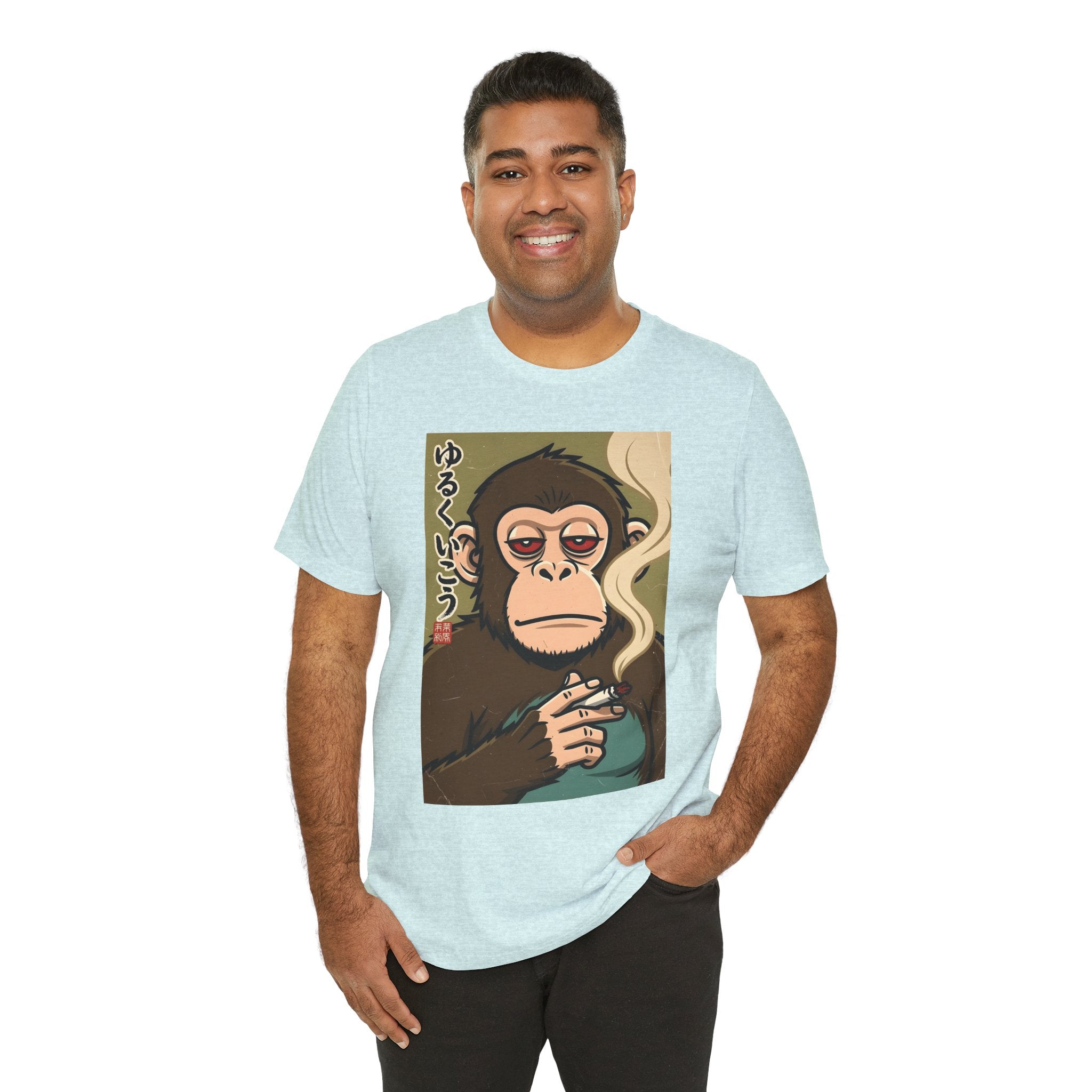Smoking Monkey Graphic Tee — Japanese Retro Ape Illustration T-Shirt