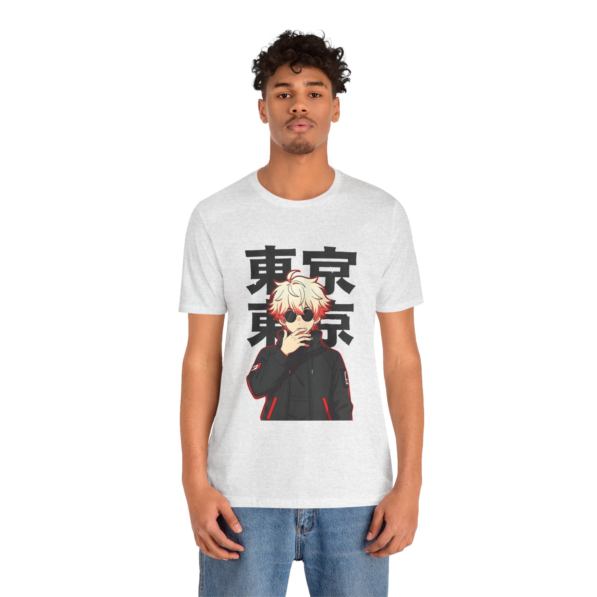 Tokyo Anime Graphic Tee — Blond Character with Kanji "東京"