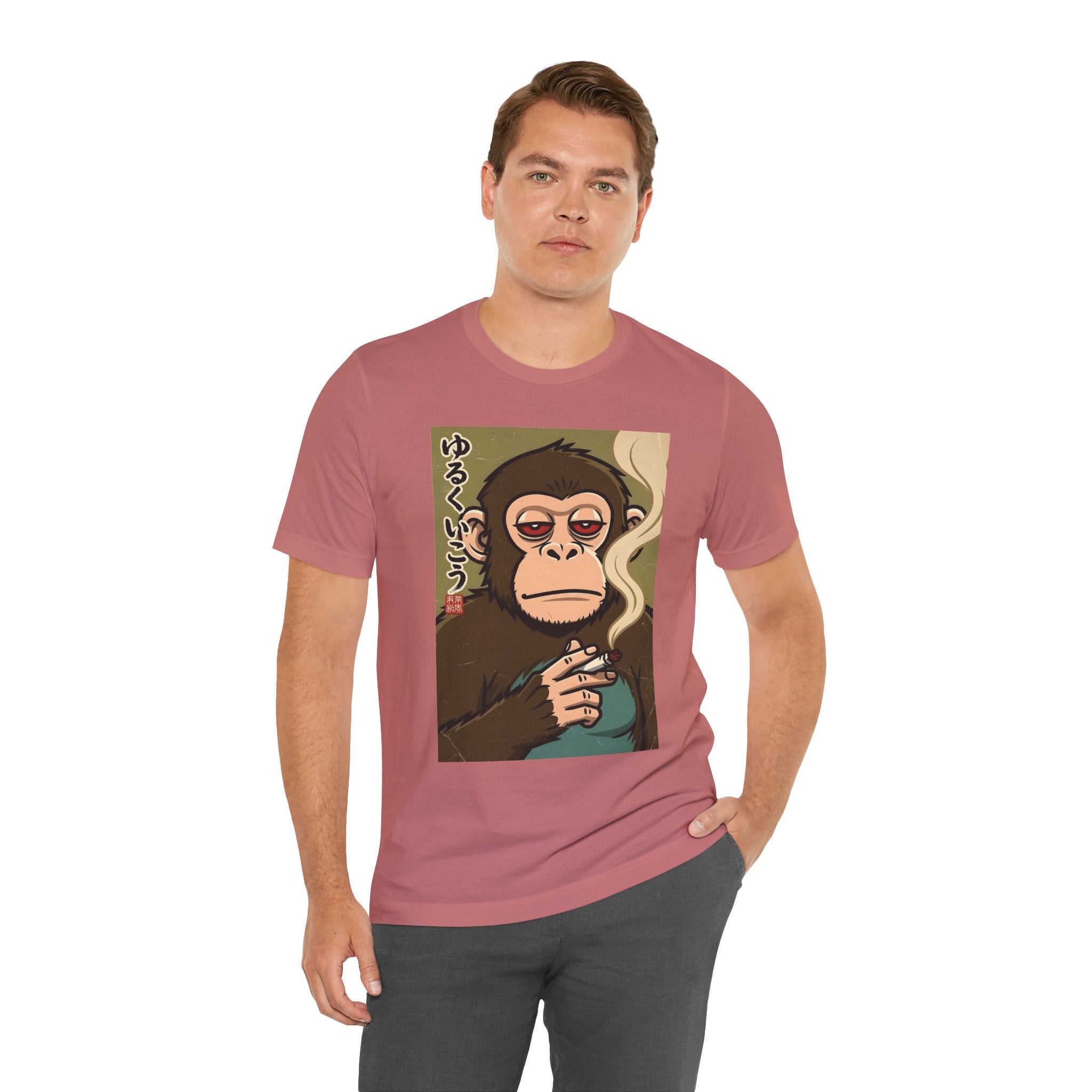 Smoking Monkey Graphic Tee — Japanese Retro Ape Illustration T-Shirt