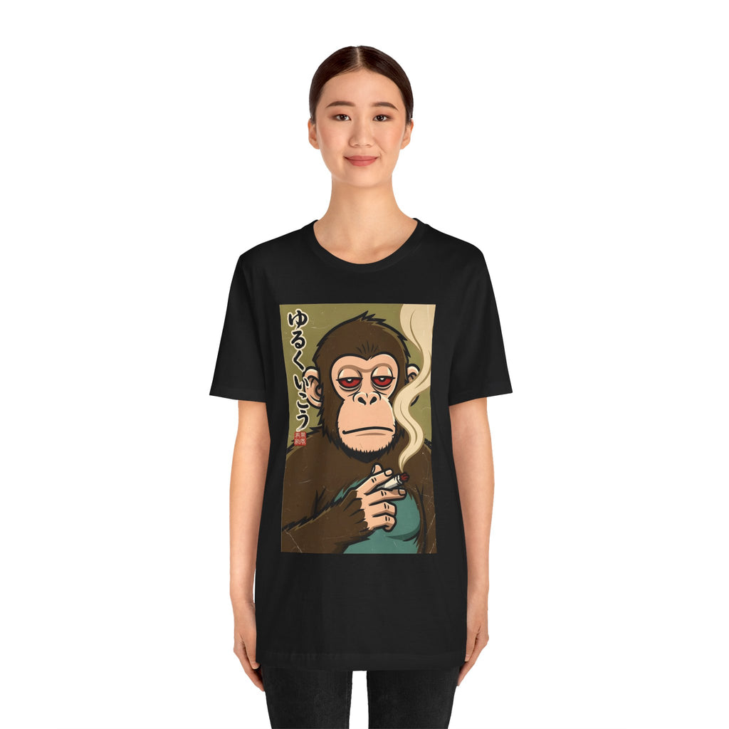 Smoking Monkey Graphic Tee — Japanese Retro Ape Illustration T-Shirt