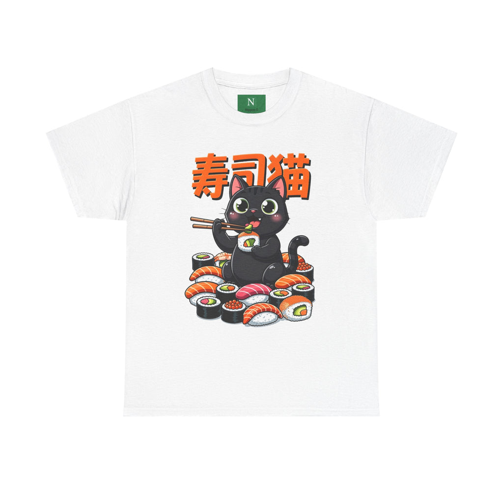 Sushi Cat T-Shirt – Cute Black Cat Eating Sushi Graphic Tee