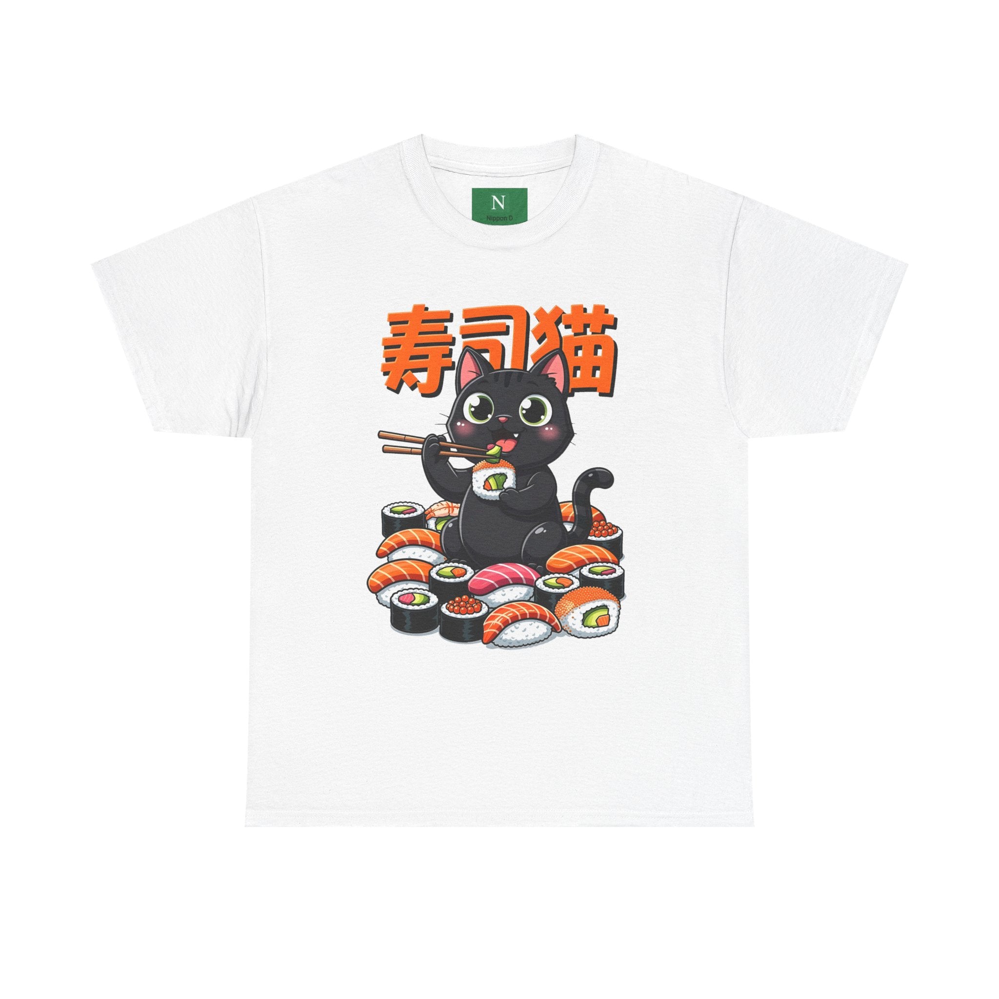 Sushi Cat T-Shirt – Cute Black Cat Eating Sushi Graphic Tee