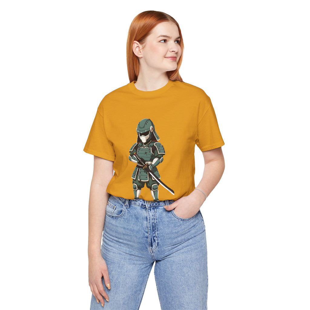 Samurai Cat T-Shirt – Cute Armored Kitty with Katana Graphic