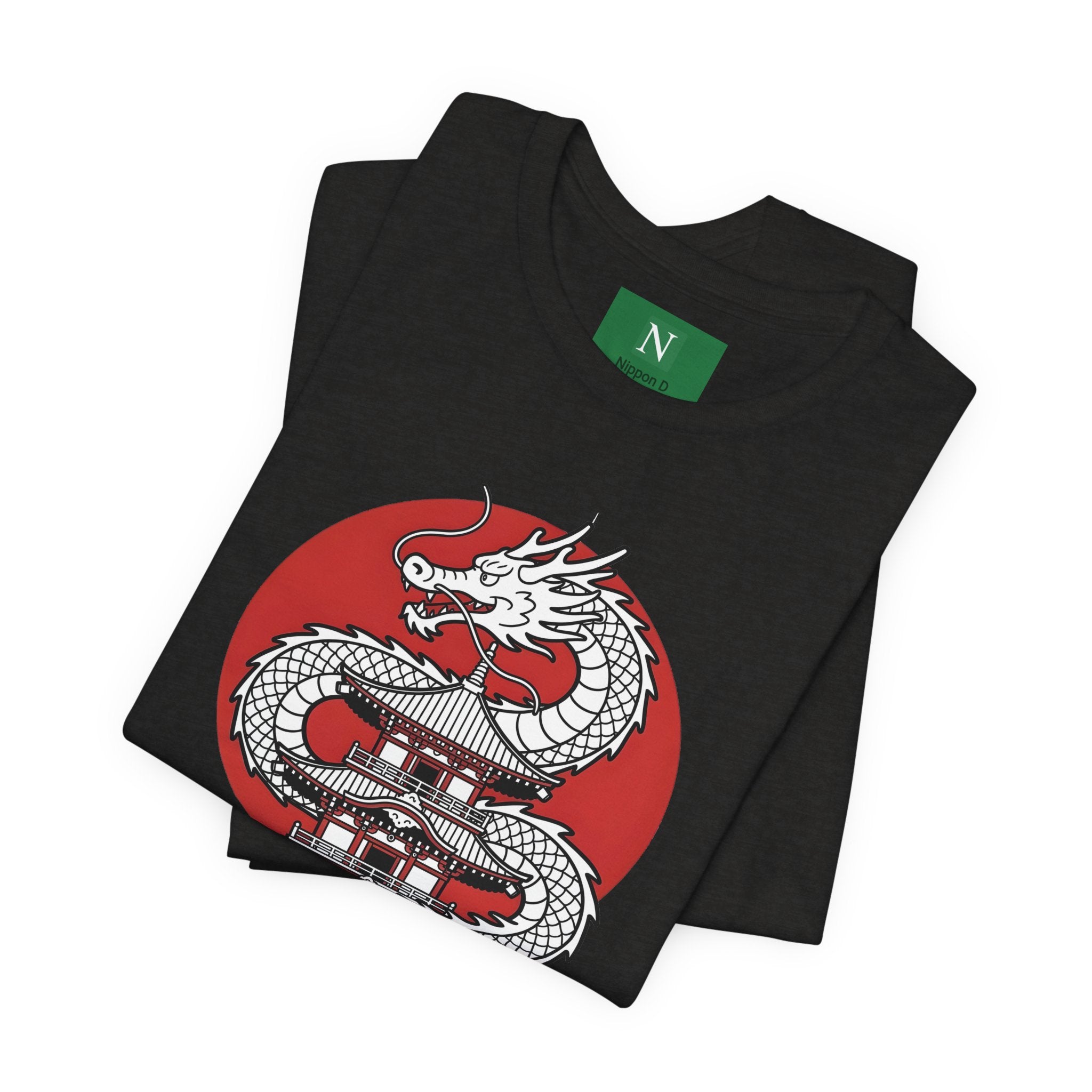 Dragon Pagoda T‑Shirt — Japanese Red Sun Temple Graphic Tee
