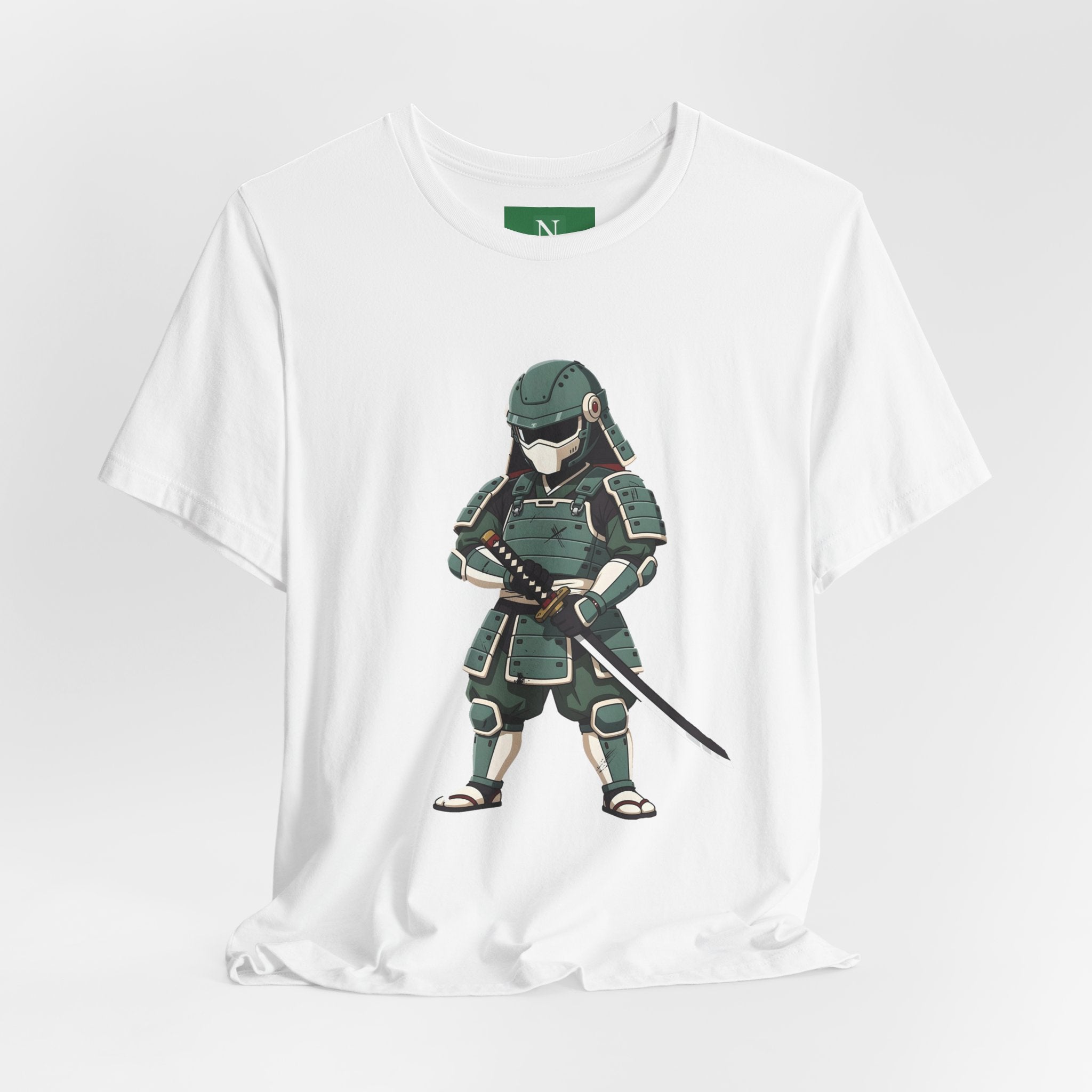 Samurai Cat T-Shirt – Cute Armored Kitty with Katana Graphic