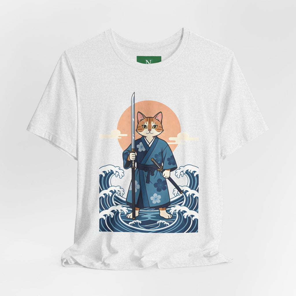 Samurai Cat T-Shirt — Japanese Wave Illustration Tee