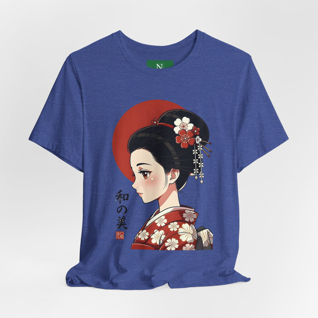 Geisha Portrait Tee — Japanese Floral Kimono Art T-Shirt