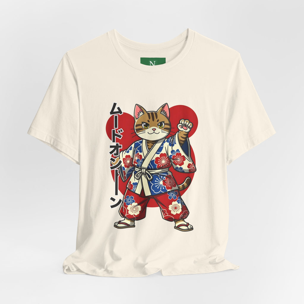 Samurai Cat T‑Shirt — Kawaii Japanese Kimono Cat Graphic Tee