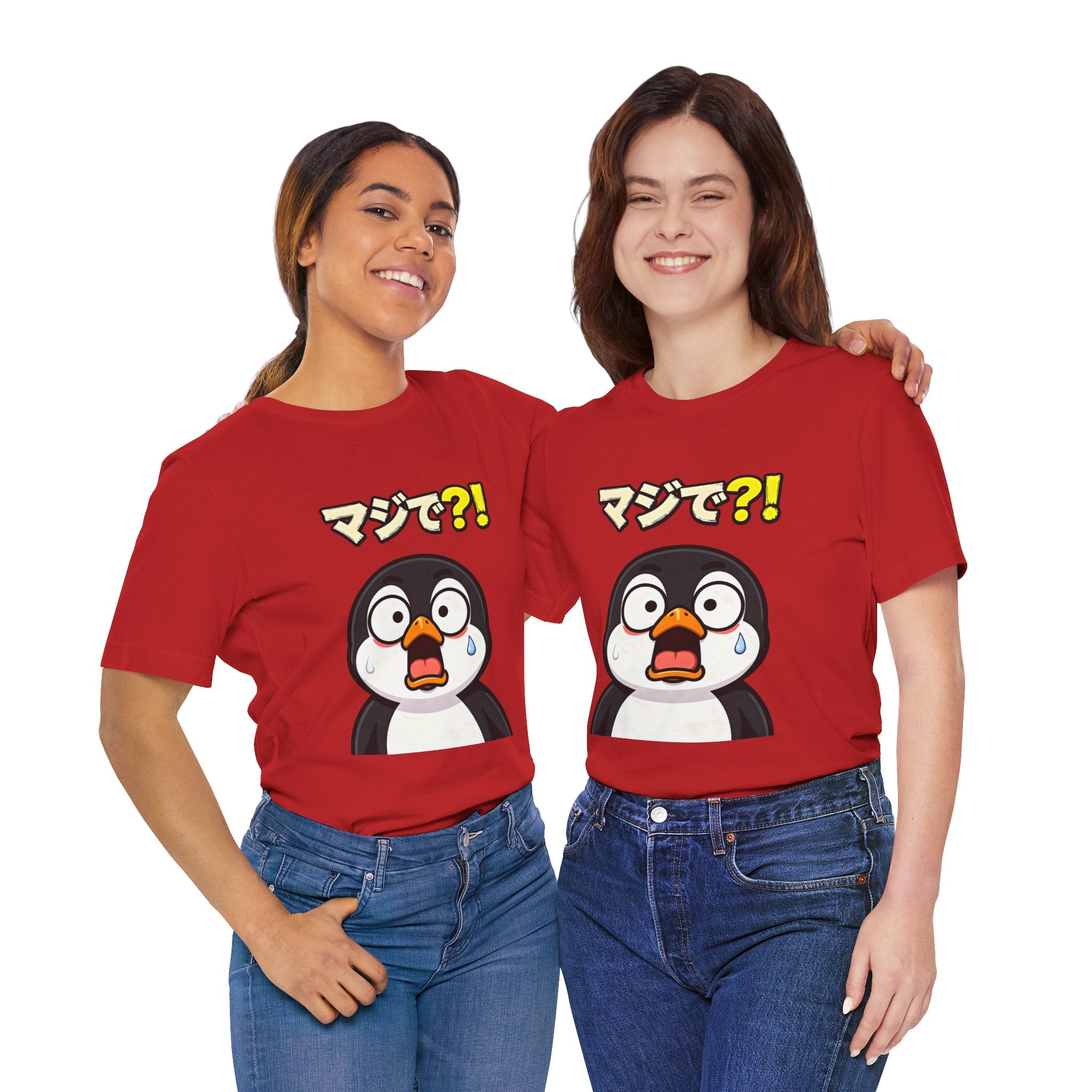 Shocked Penguin Tee — Japanese “マジで?!” Cute Anime-Style Graphic T-Shirt