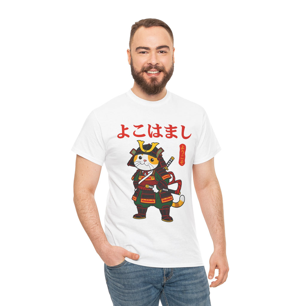 Samurai Cat T-Shirt — 'よこはまし' Japanese Yokohama Cute Warrior Tee