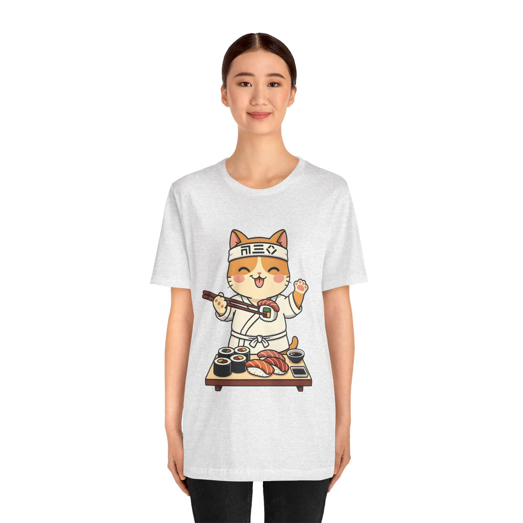 Sushi Chef Cat T‑Shirt — Cute Kawaii Cat Making Sushi Graphic Tee