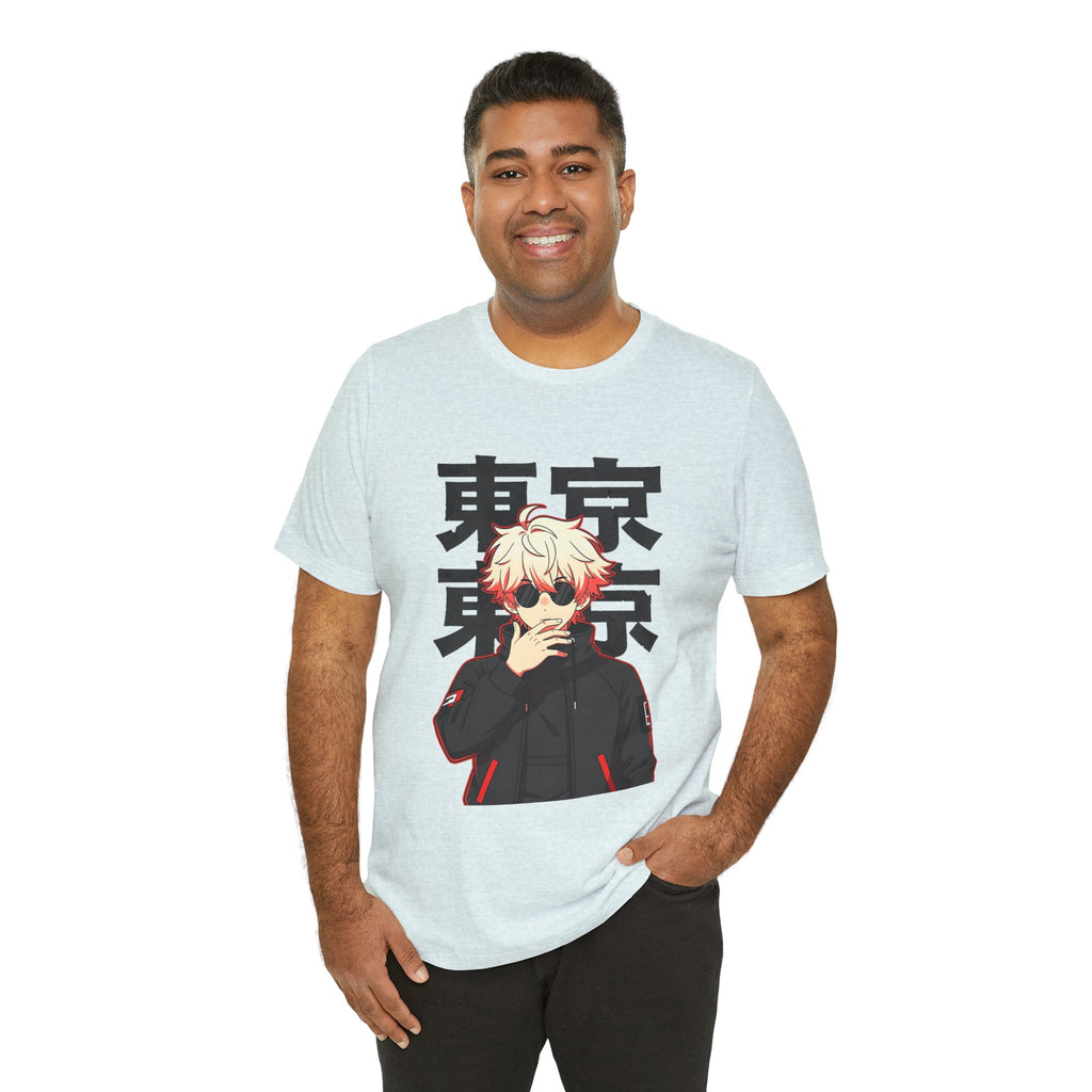Tokyo Anime Graphic Tee — Blond Character with Kanji "東京"