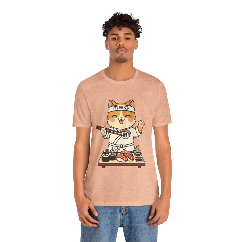 Sushi Chef Cat T‑Shirt — Cute Kawaii Cat Making Sushi Graphic Tee