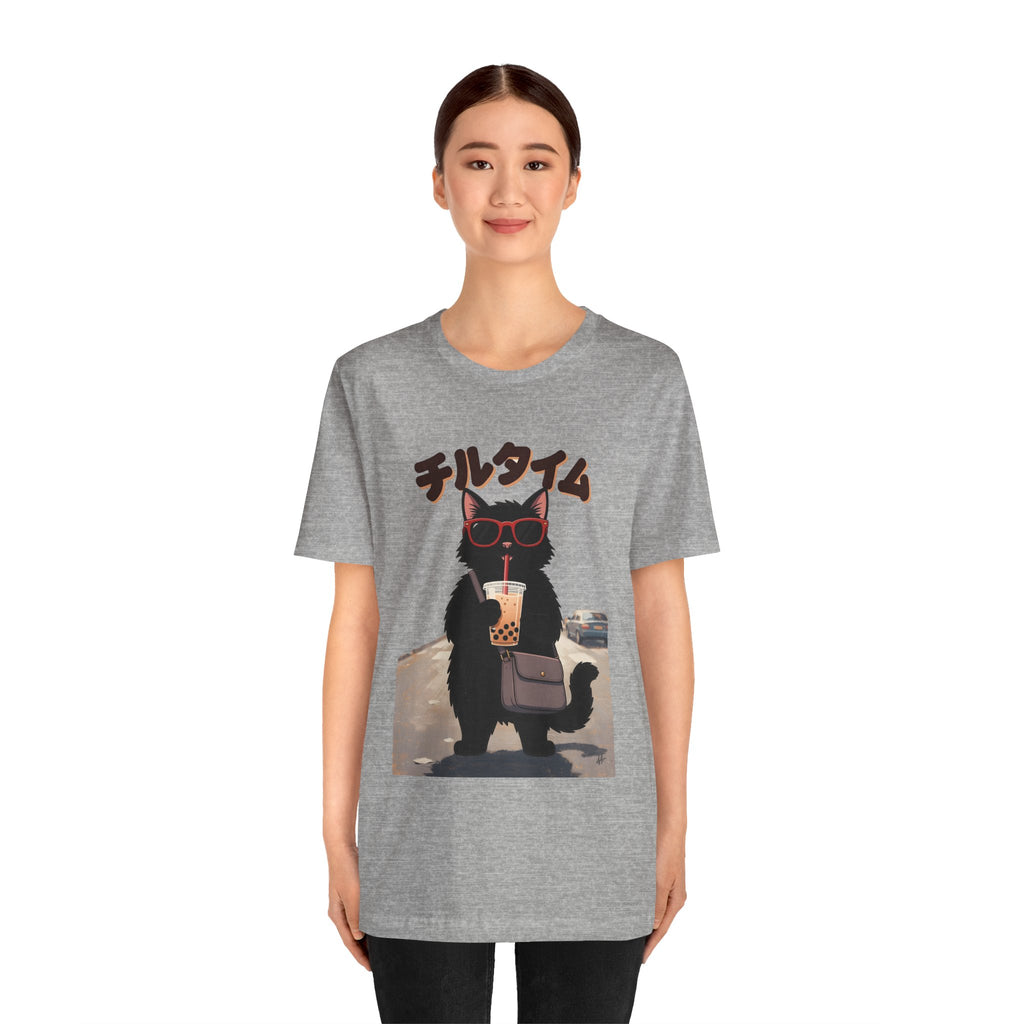 Boba Cat Tee — Cute Cat Drinking Bubble Tea Graphic T-Shirt