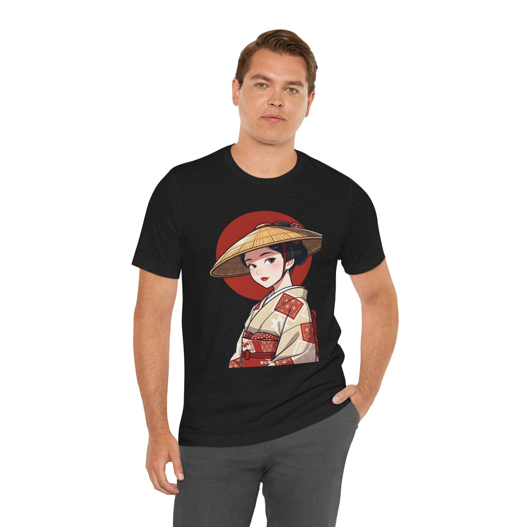 Geisha Illustration Tee — Vintage Kimono Anime T‑Shirt