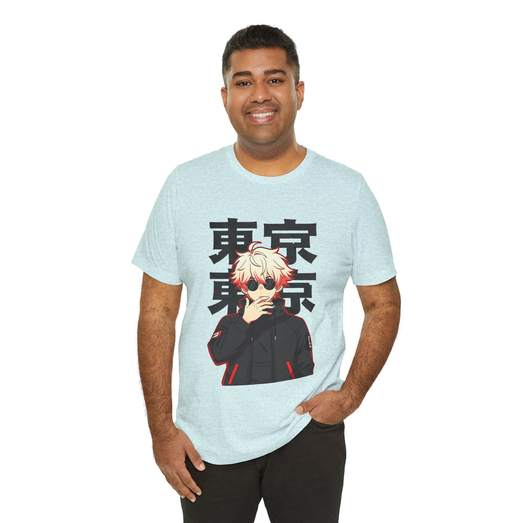 Tokyo Anime Graphic Tee — Blond Character with Kanji "東京"