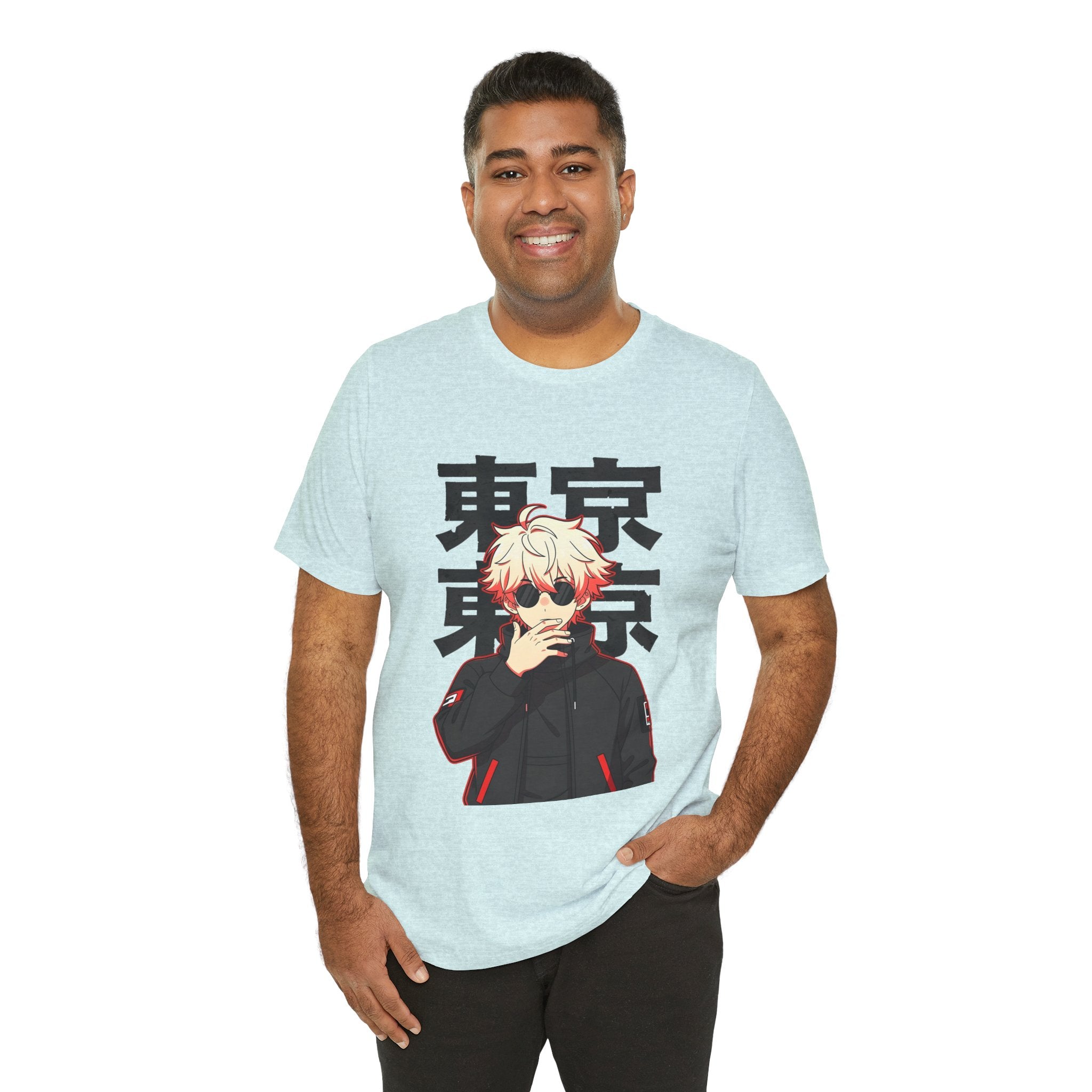 Tokyo Anime Graphic Tee — Blond Character with Kanji "東京"