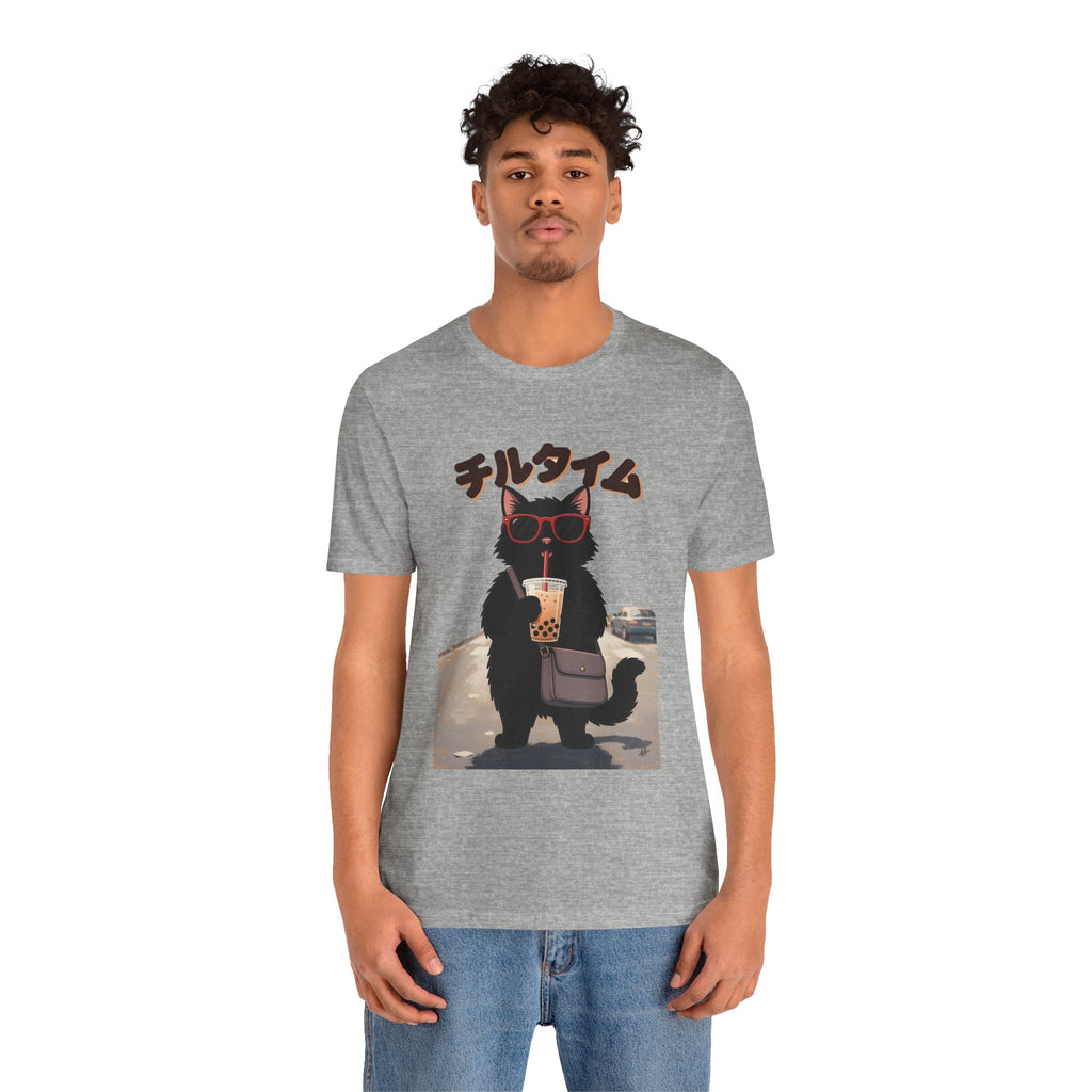 Boba Cat Tee — Cute Cat Drinking Bubble Tea Graphic T-Shirt