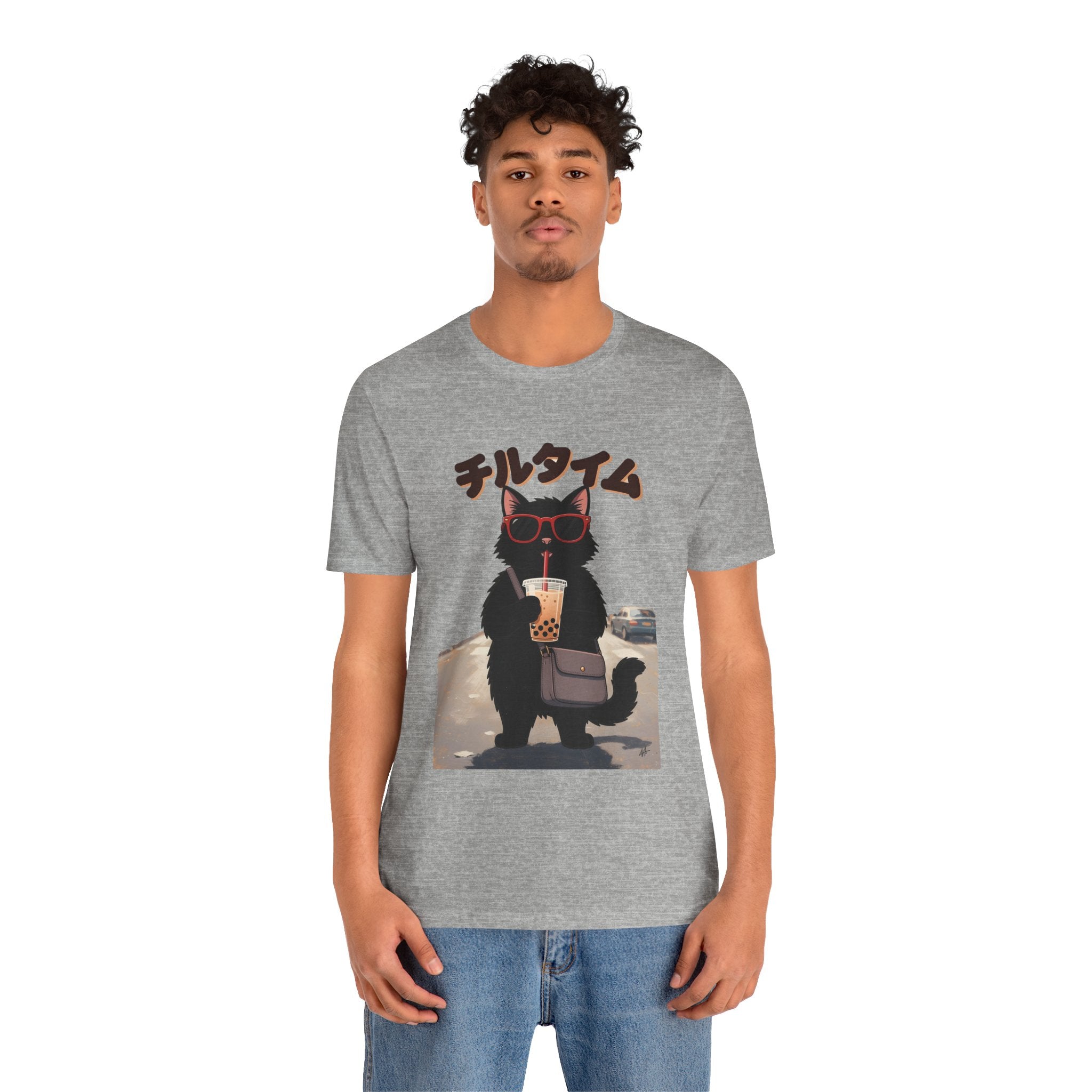Boba Cat Tee — Cute Cat Drinking Bubble Tea Graphic T-Shirt