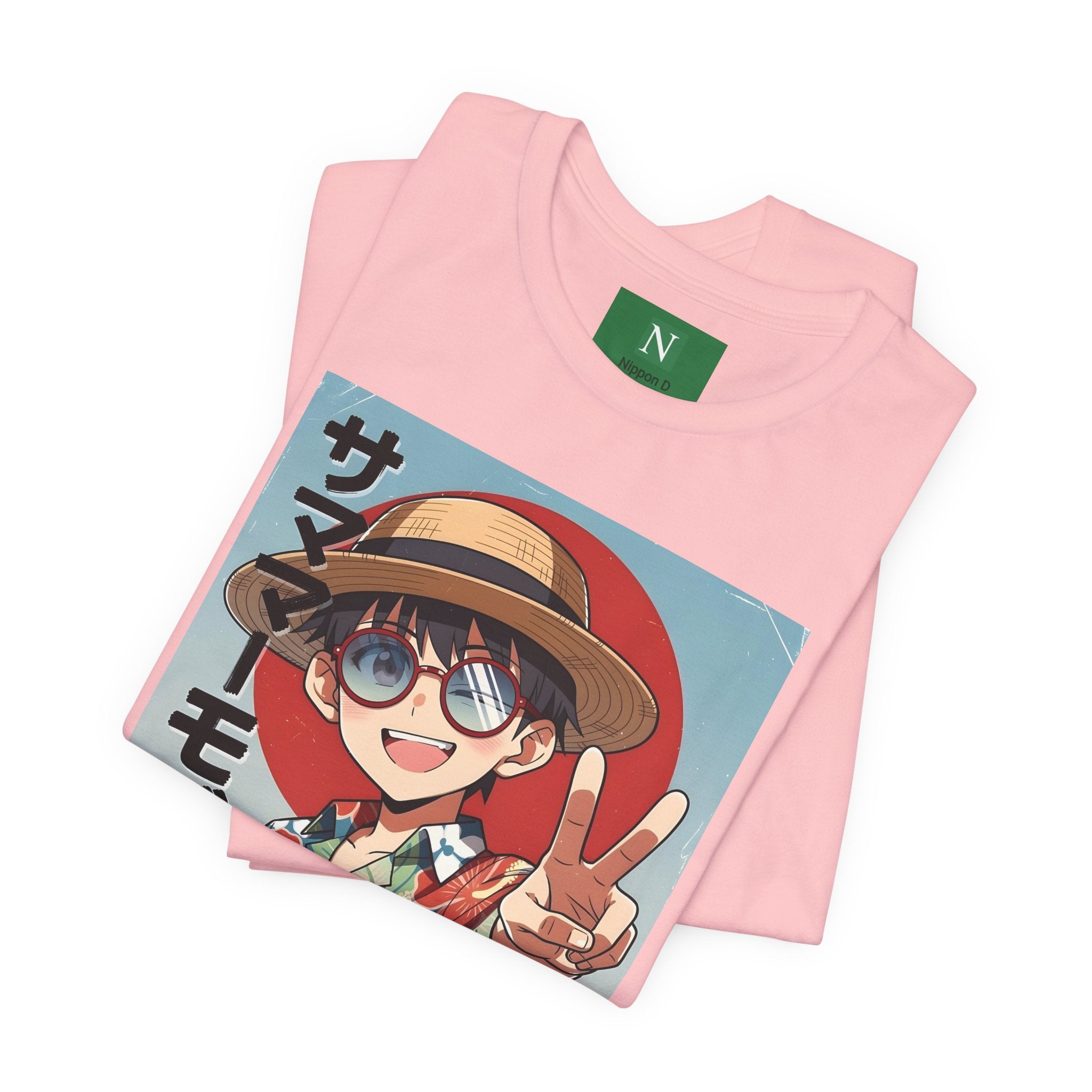 Anime Summer Kid: Tropical Hawaiian Tee with Peace Sign (サマー)