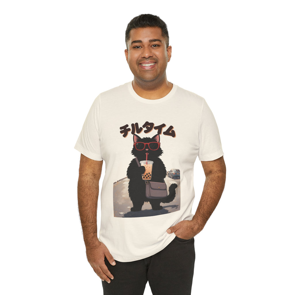 Boba Cat Tee — Cute Cat Drinking Bubble Tea Graphic T-Shirt